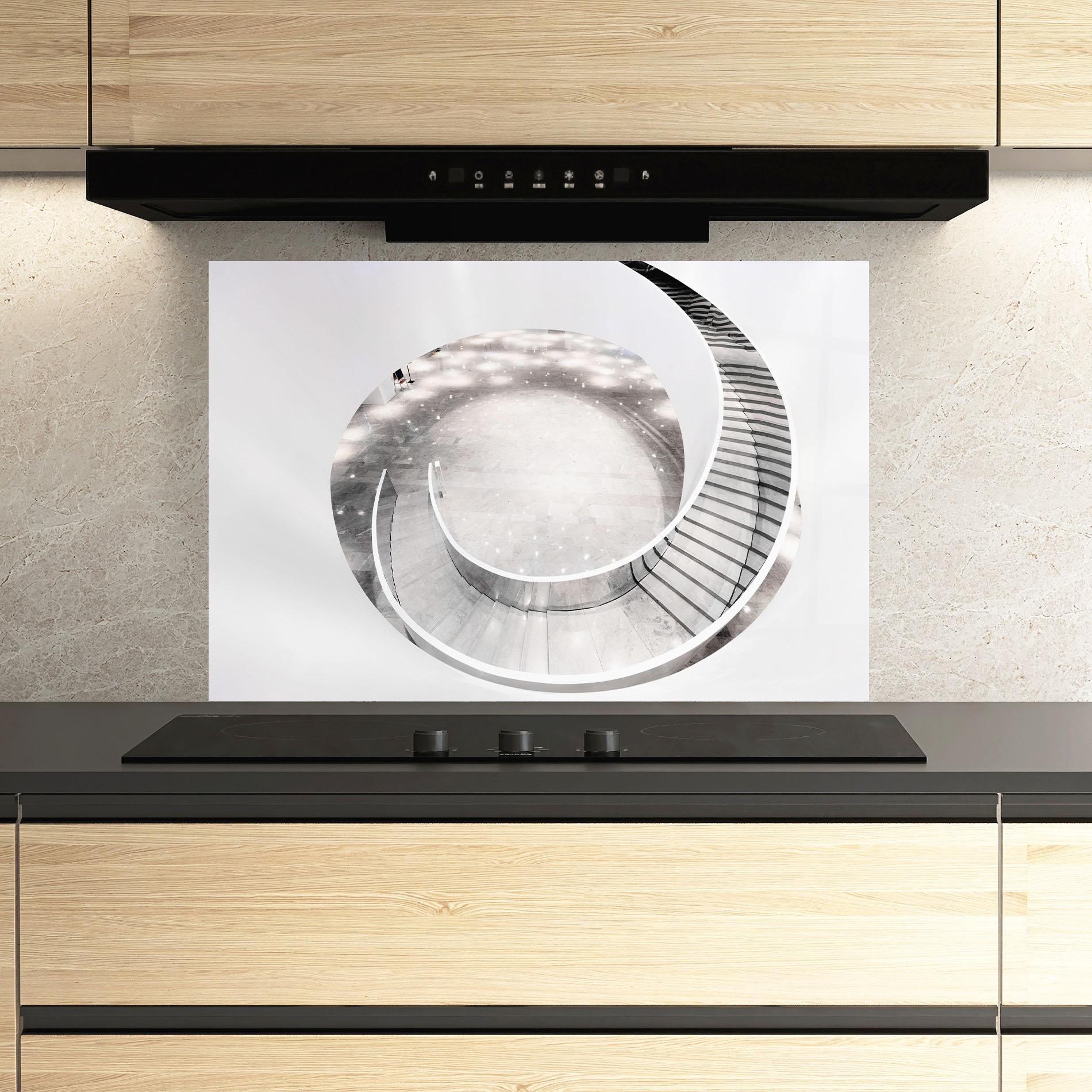 Panou Sticla Bucatarie Light Grey Spiral mockup 3