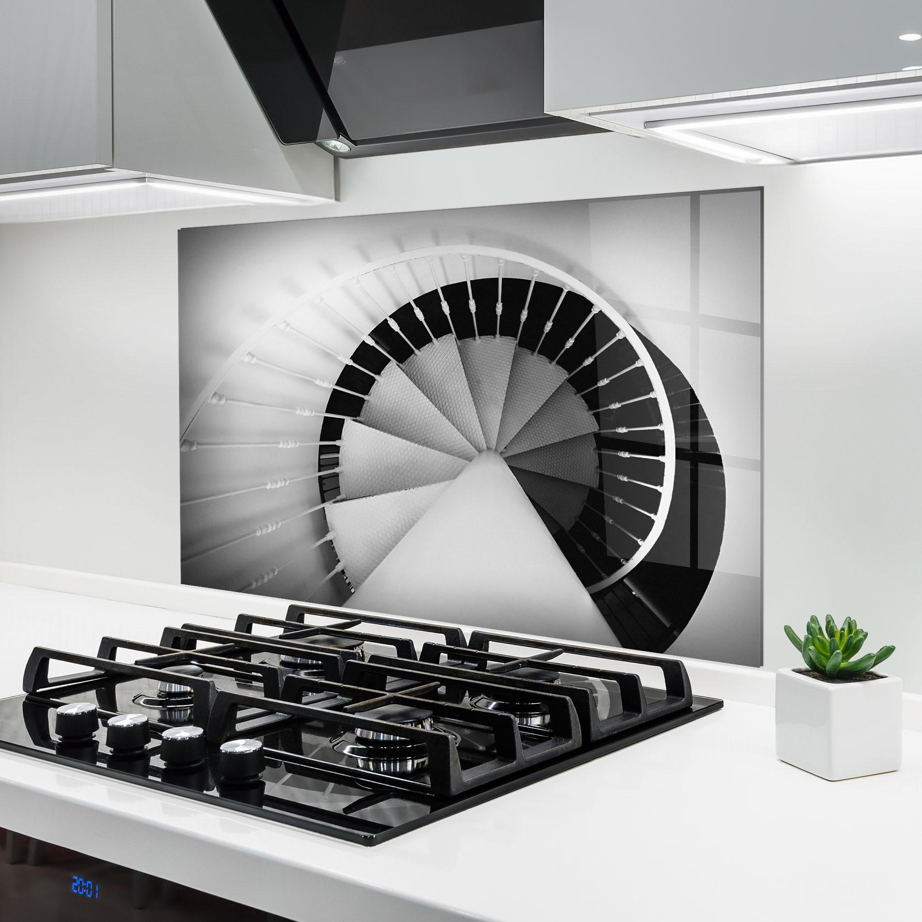 Panou Sticla Bucatarie Black Circle Stairs mockup 6