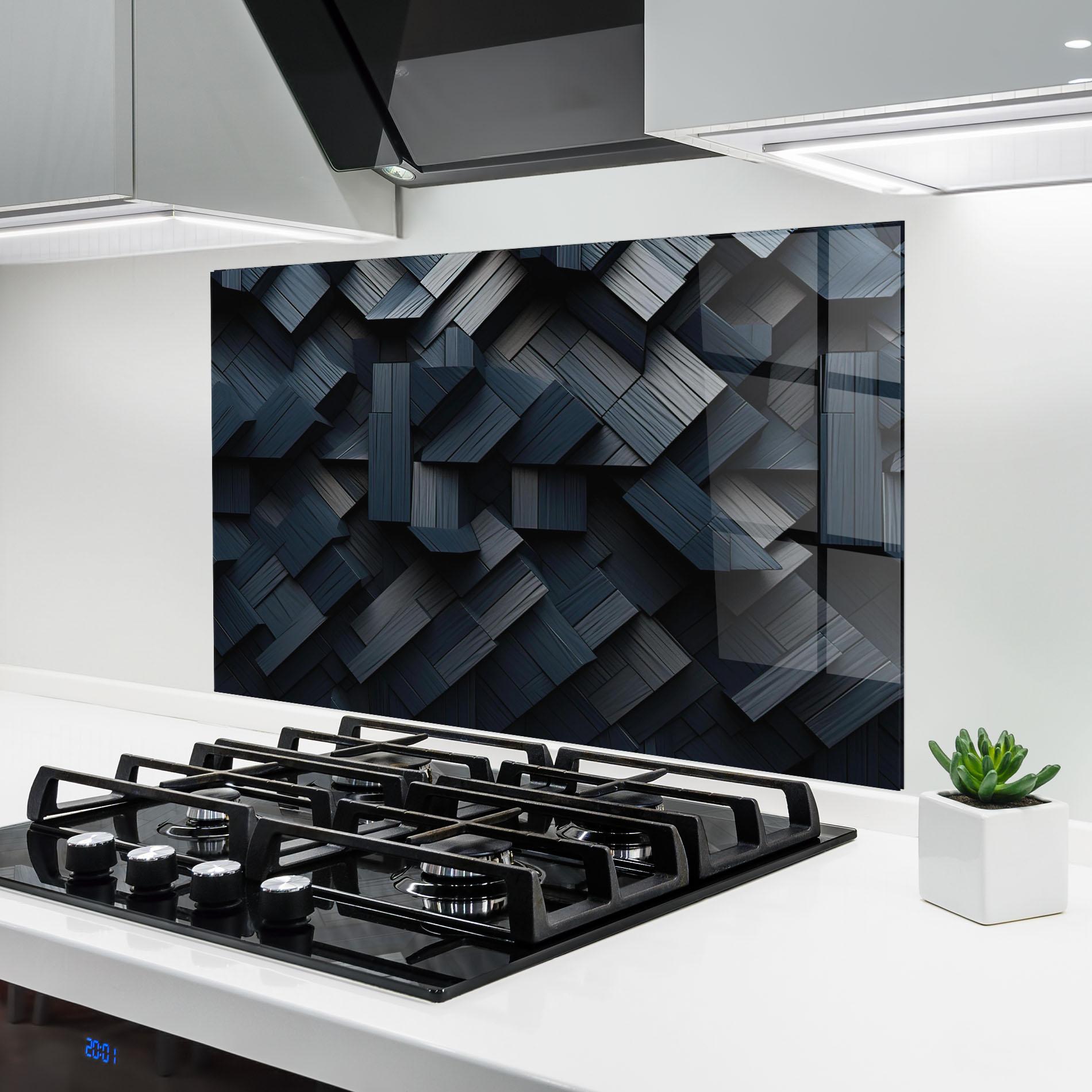 Panou Sticla Bucatarie Dark Blue Wall mockup 6