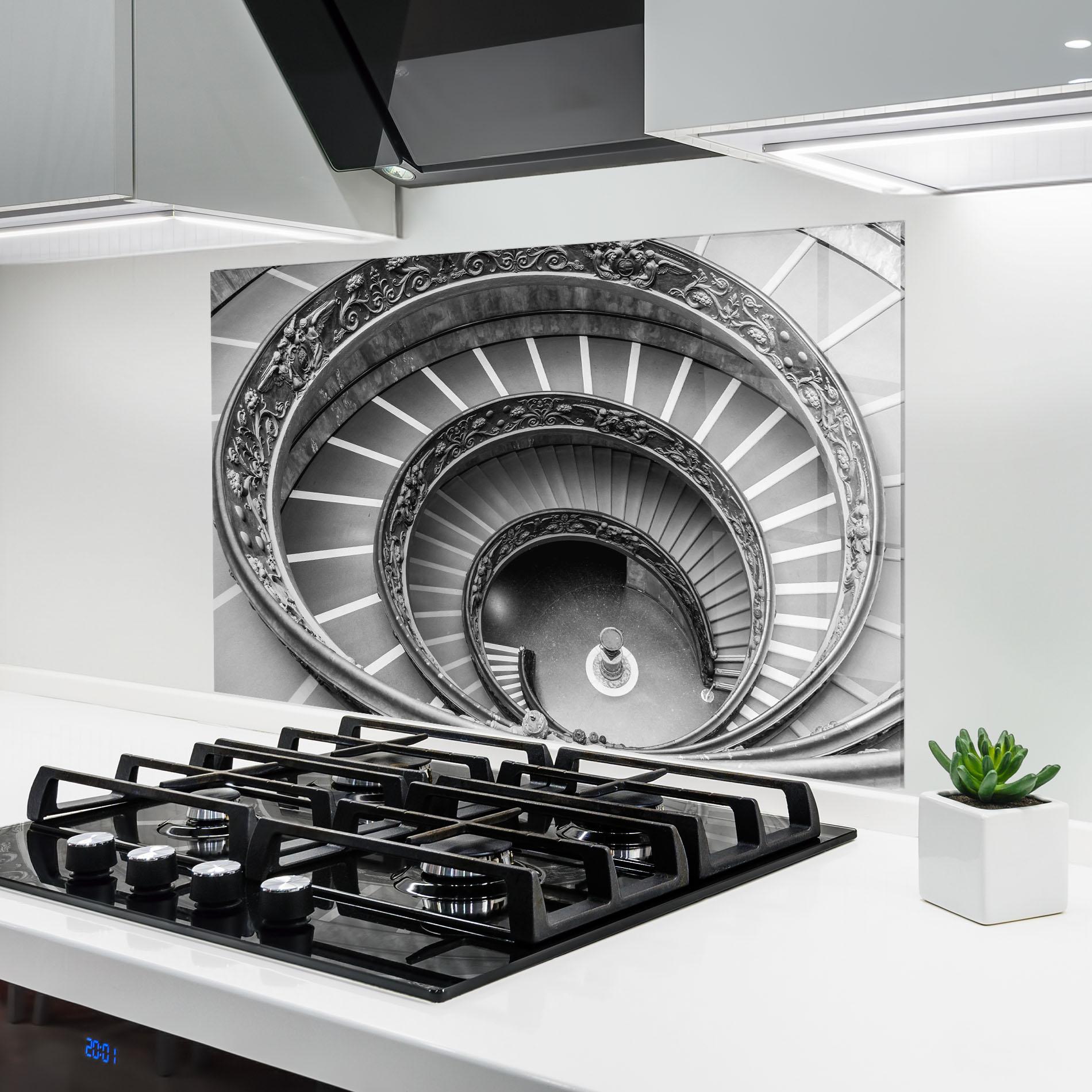 Panou Sticla Bucatarie Grey Spiral mockup 6