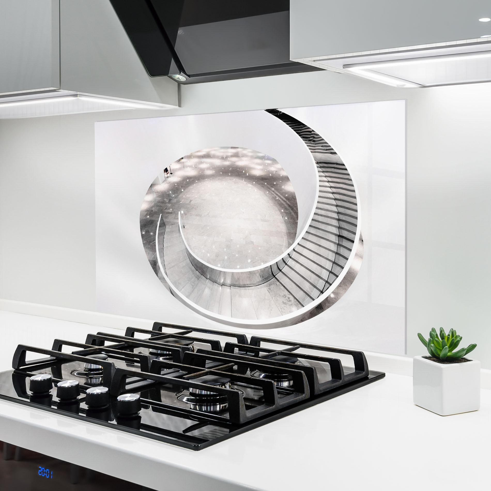 Panou Sticla Bucatarie Light Grey Spiral mockup 6