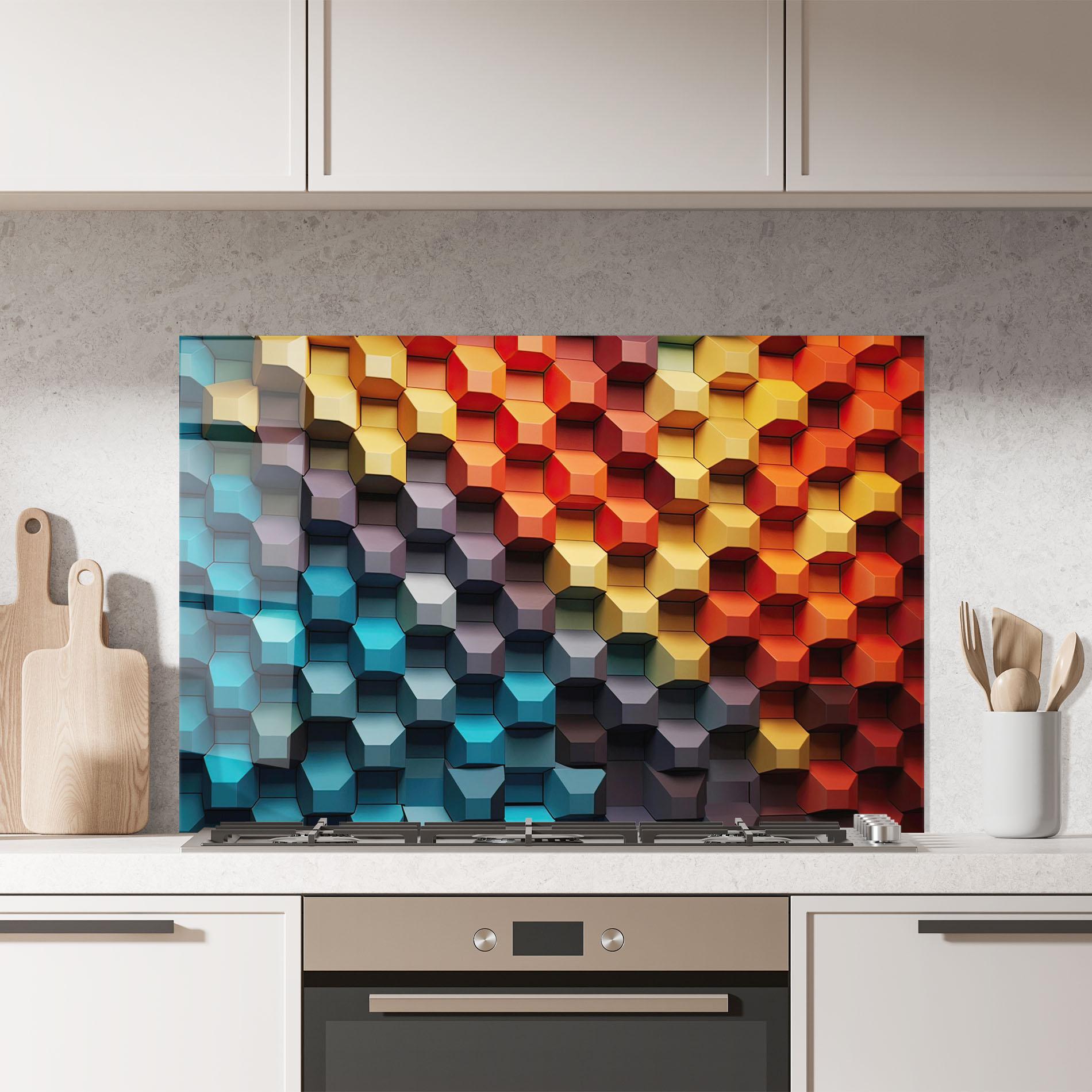 Panou Sticla Bucatarie 3d Sqare Mix mockup 7