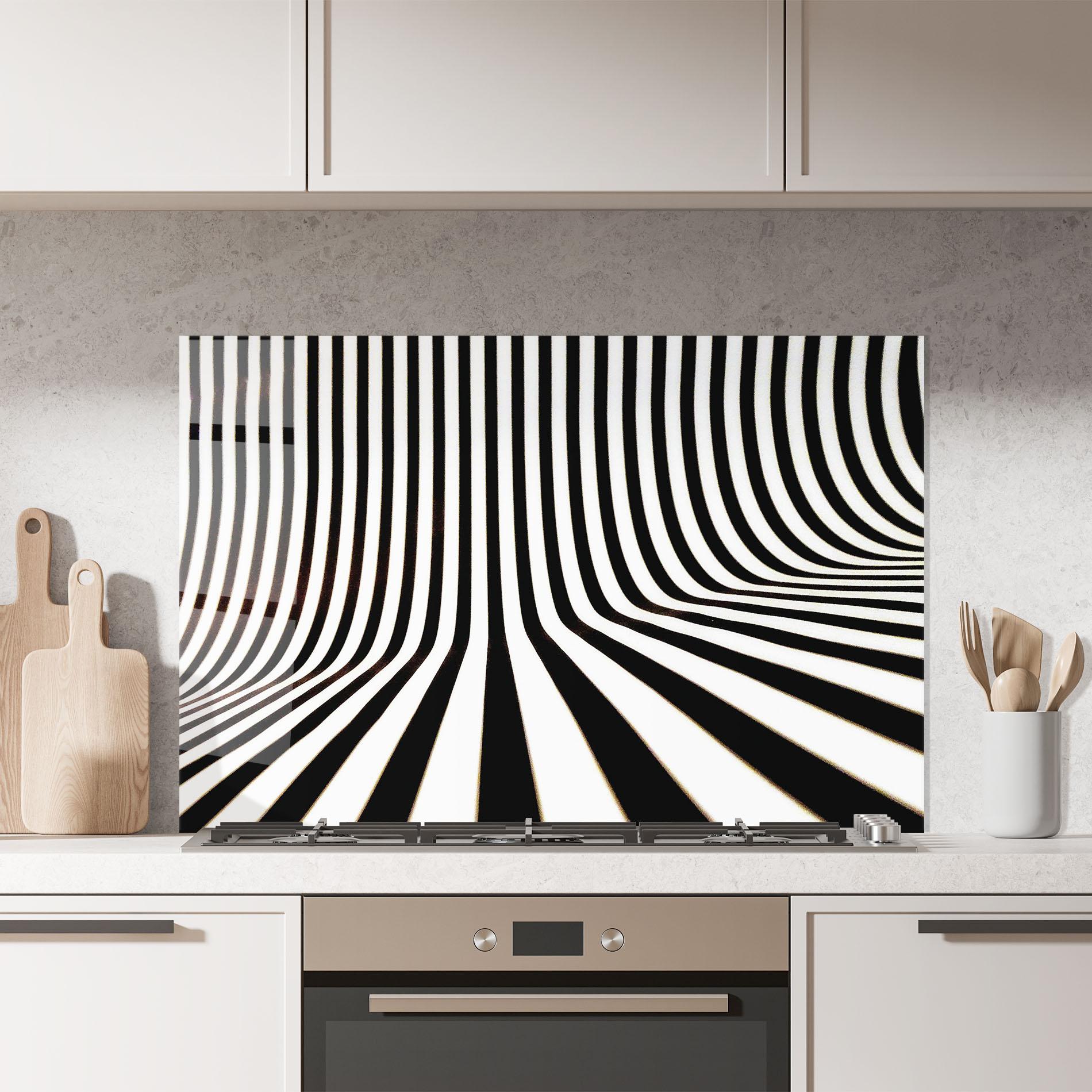 Panou Sticla Bucatarie Black And White Illusion mockup 7