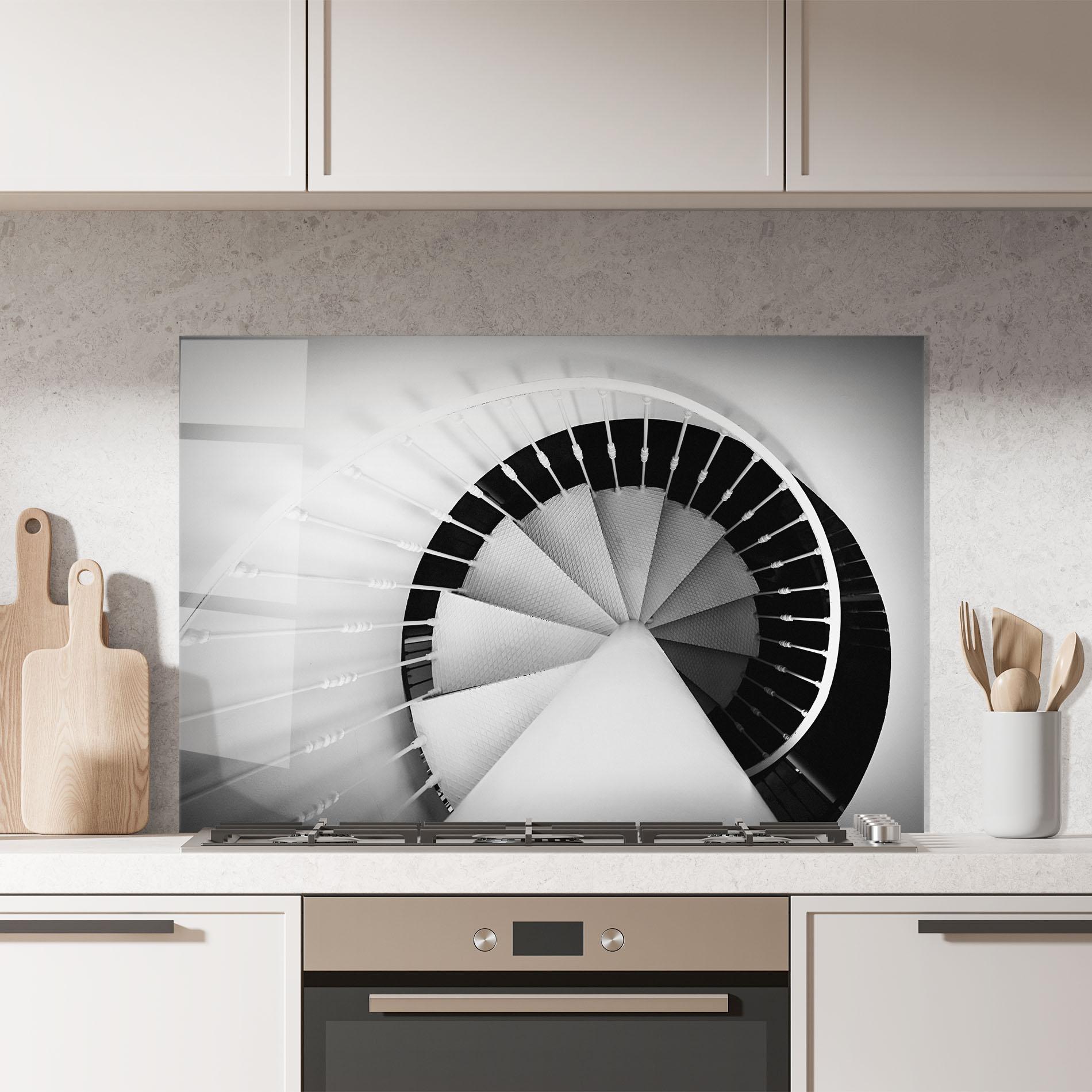 Panou Sticla Bucatarie Black Circle Stairs mockup 7