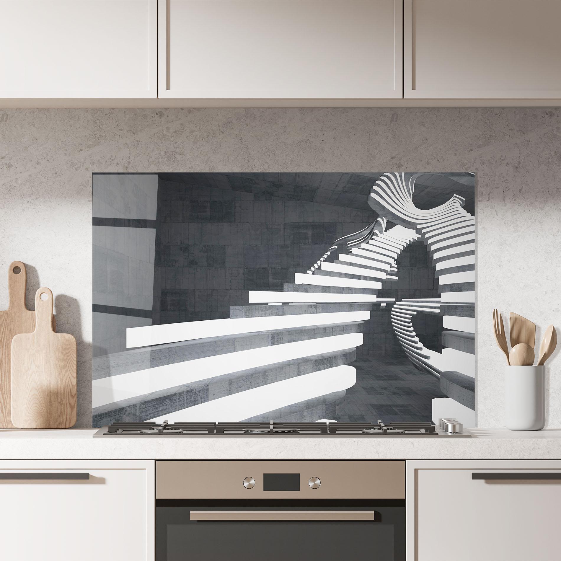 Panou Sticla Bucatarie Concrete Room mockup 7