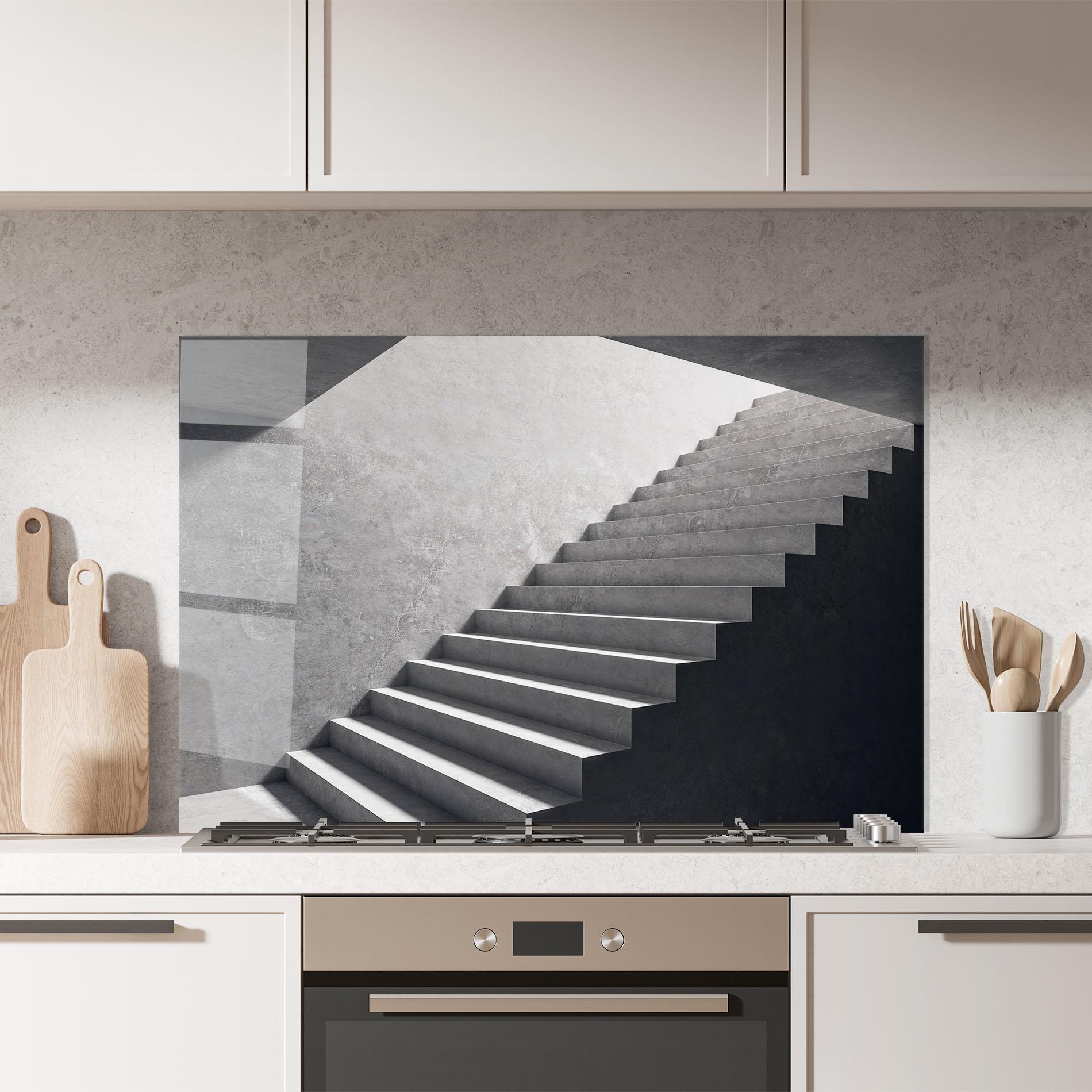 Panou Sticla Bucatarie Concrete Stairs mockup 7