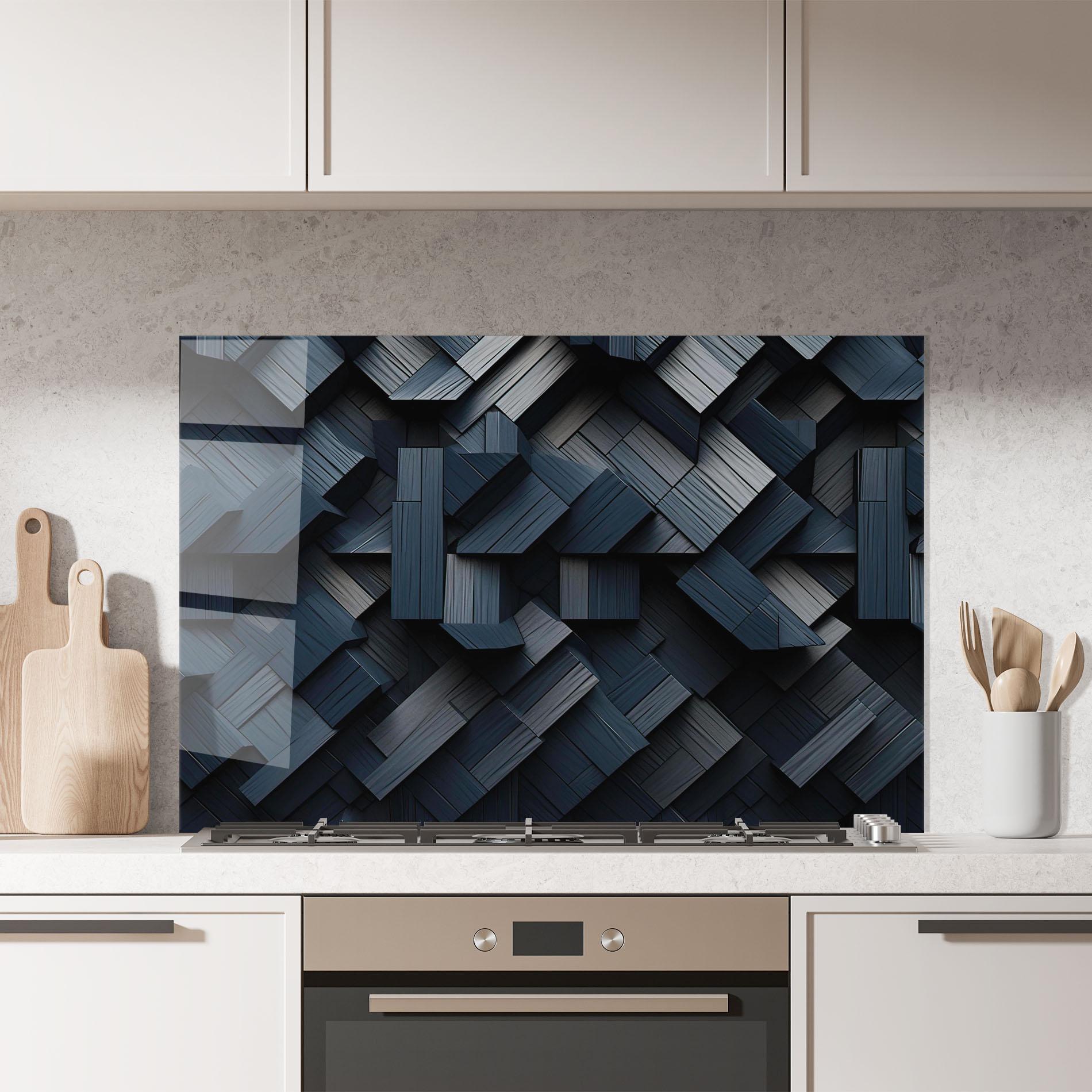 Panou Sticla Bucatarie Dark Blue Wall mockup 7