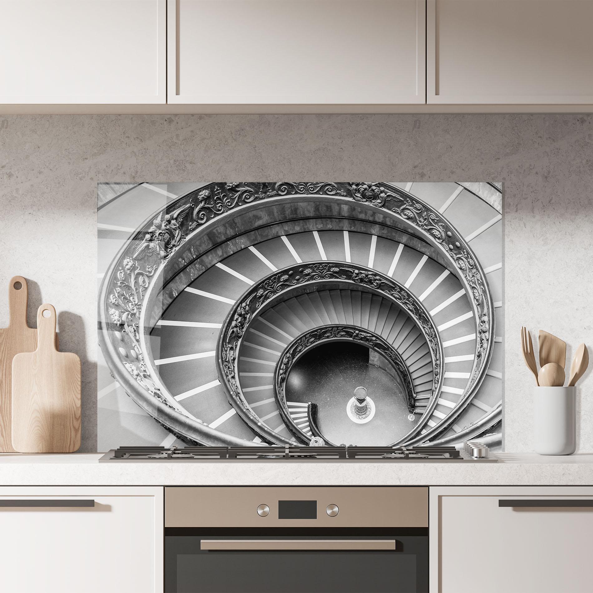 Panou Sticla Bucatarie Grey Spiral mockup 7