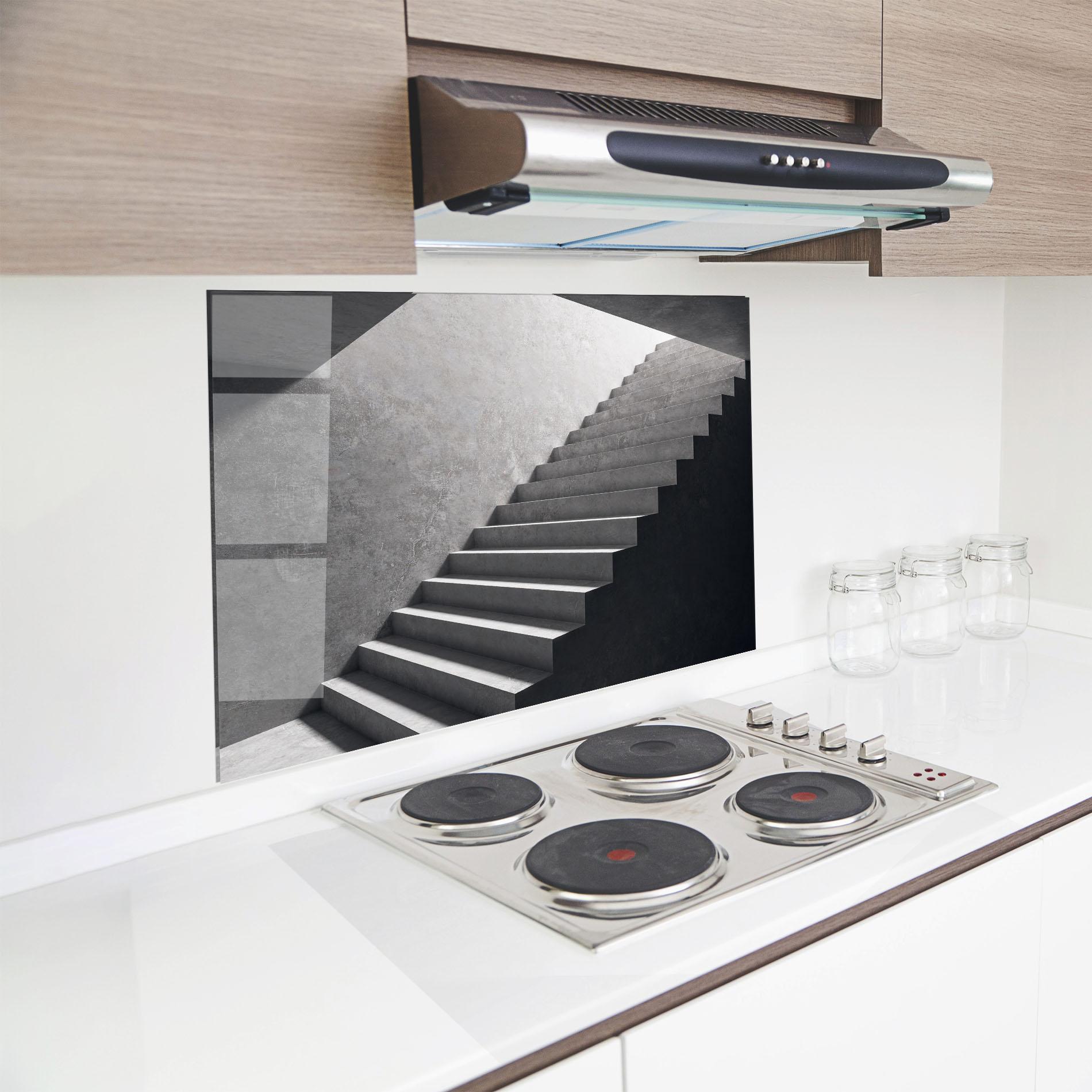 Panou Sticla Bucatarie Concrete Stairs mockup 8