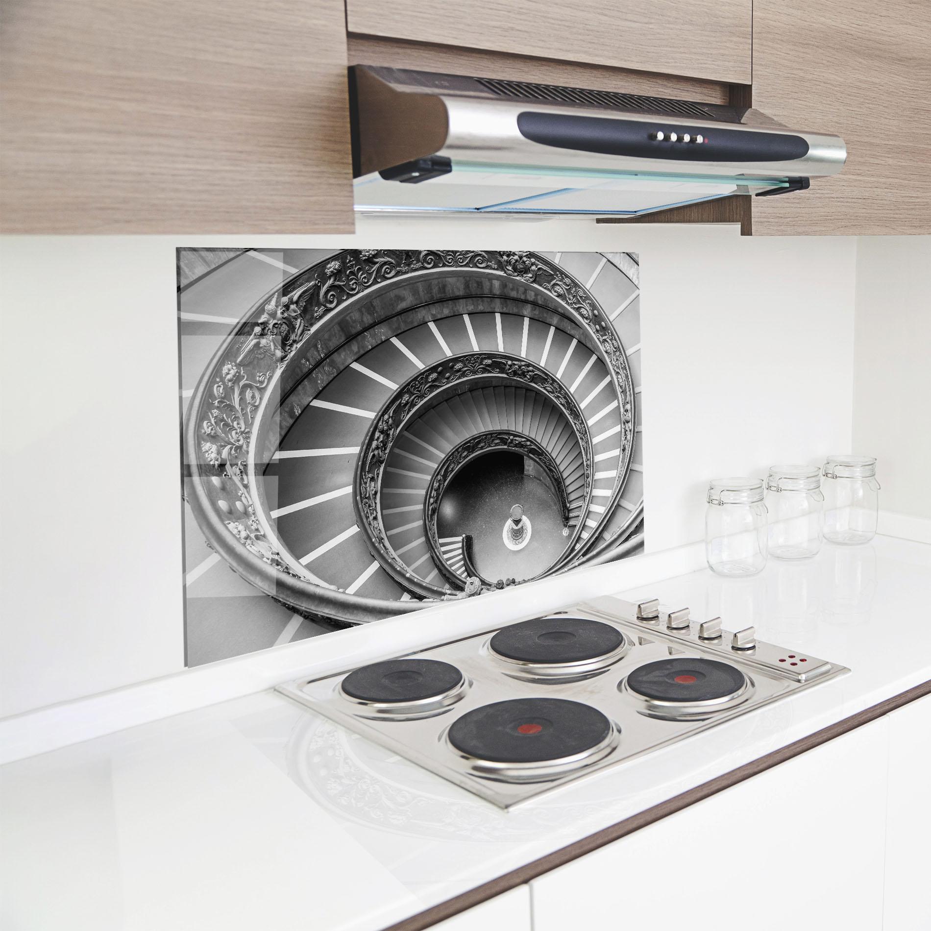 Panou Sticla Bucatarie Grey Spiral mockup 8