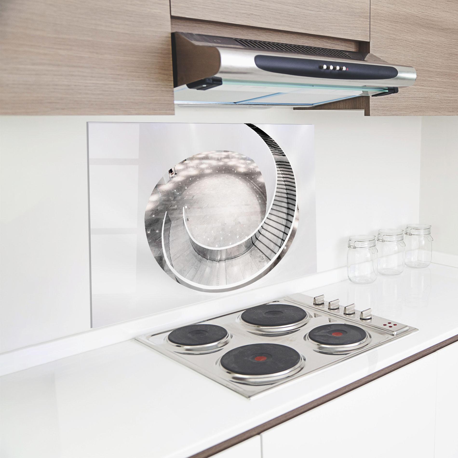 Panou Sticla Bucatarie Light Grey Spiral mockup 8