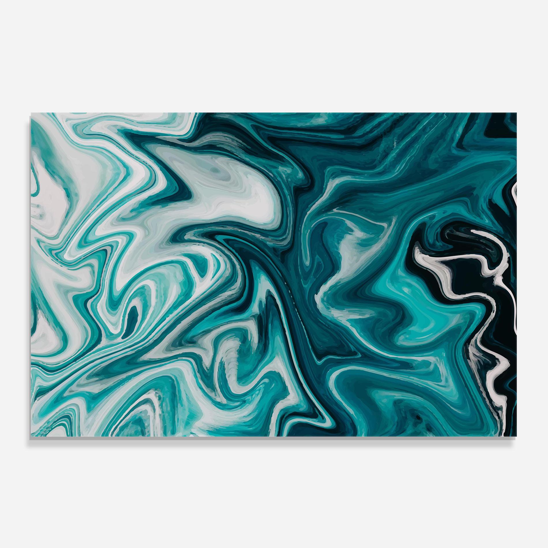 Panou Sticla Bucatarie White Blue Liquid Marble mockup 0