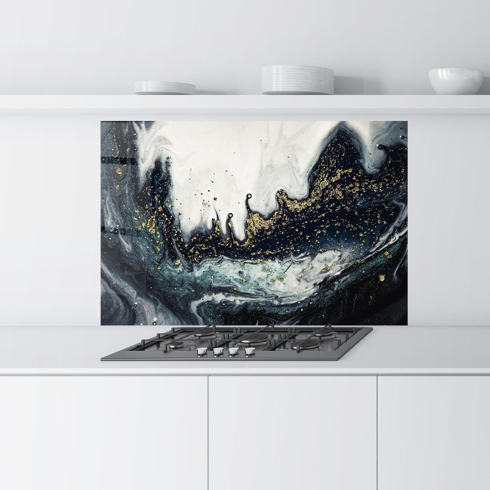 Panou Sticla Bucatarie Abstract Black mockup 9