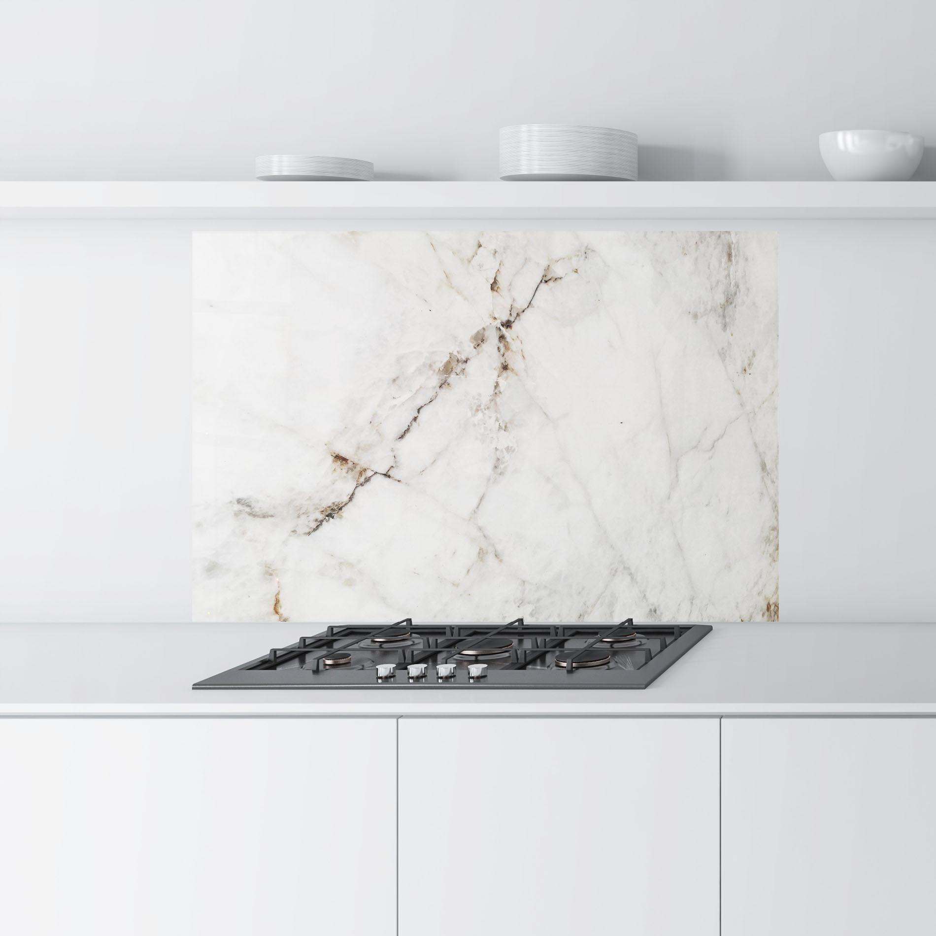 Panou Sticla Bucatarie Close Up White Marble mockup 9