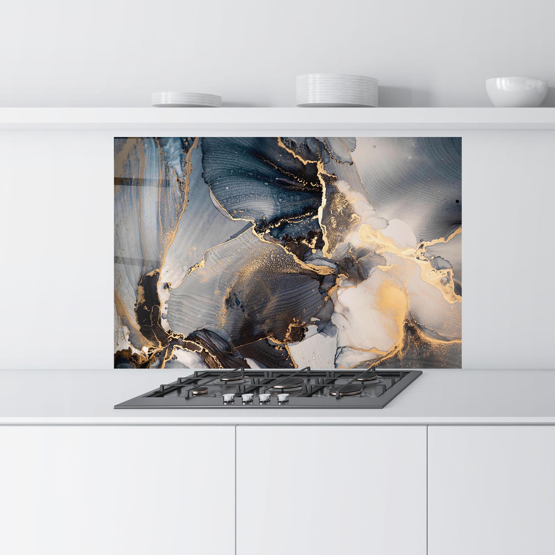 Panou Sticla Bucatarie Golden Abstract Marble mockup 9