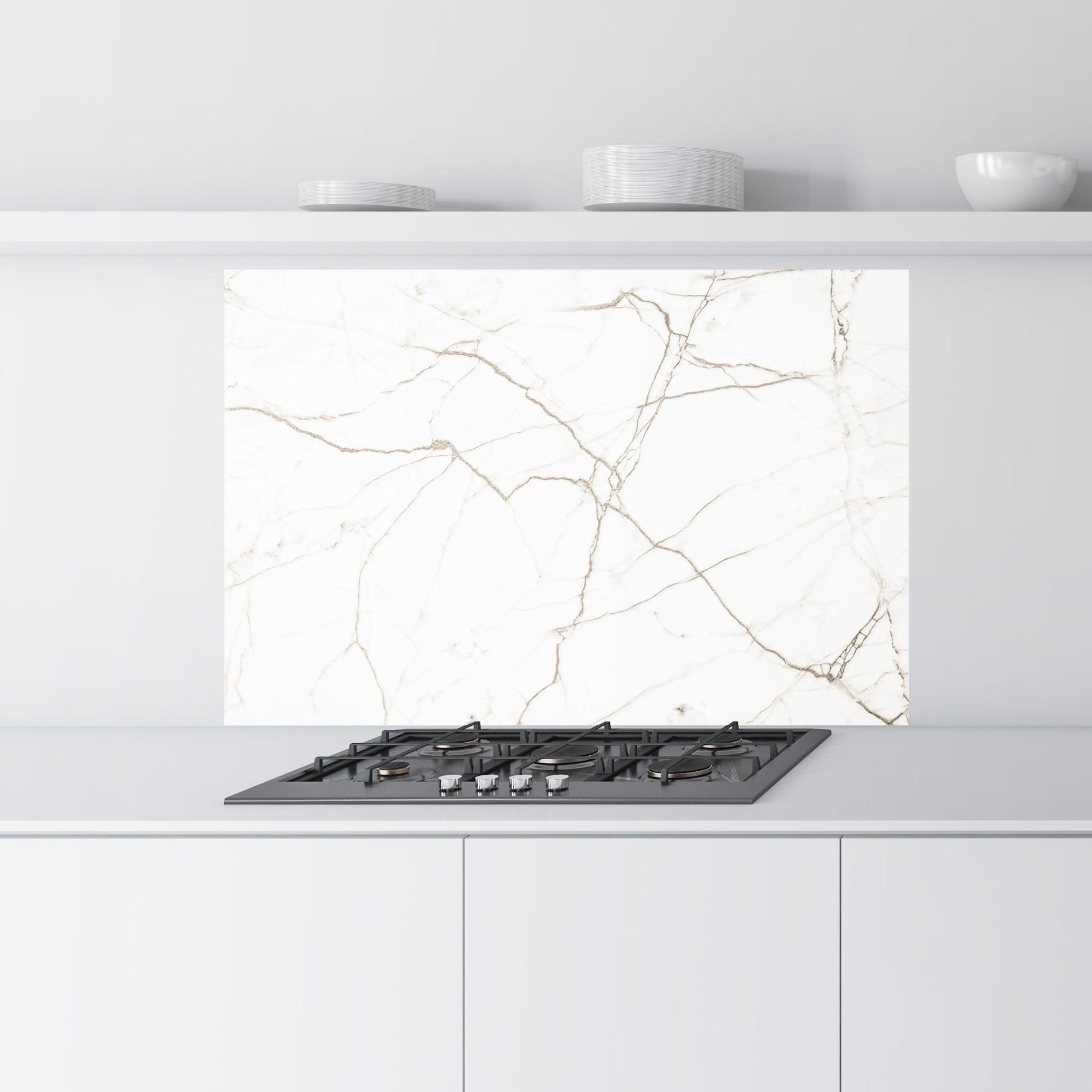 Panou Sticla Bucatarie White Brown Lines Marble mockup 9