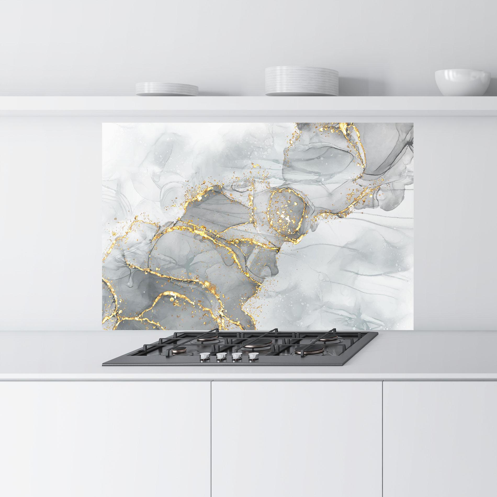 Panou Sticla Bucatarie White Ink Marble mockup 9