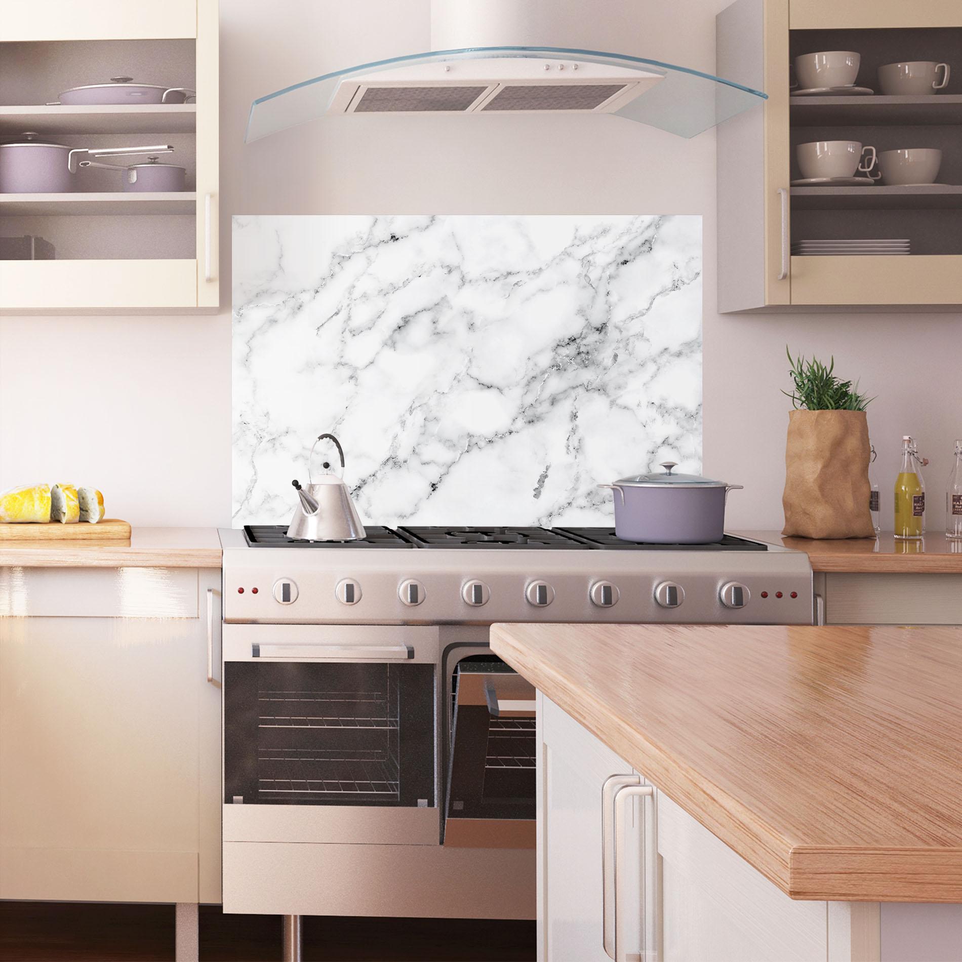 Panou Sticla Bucatarie Basic White Marble mockup 1