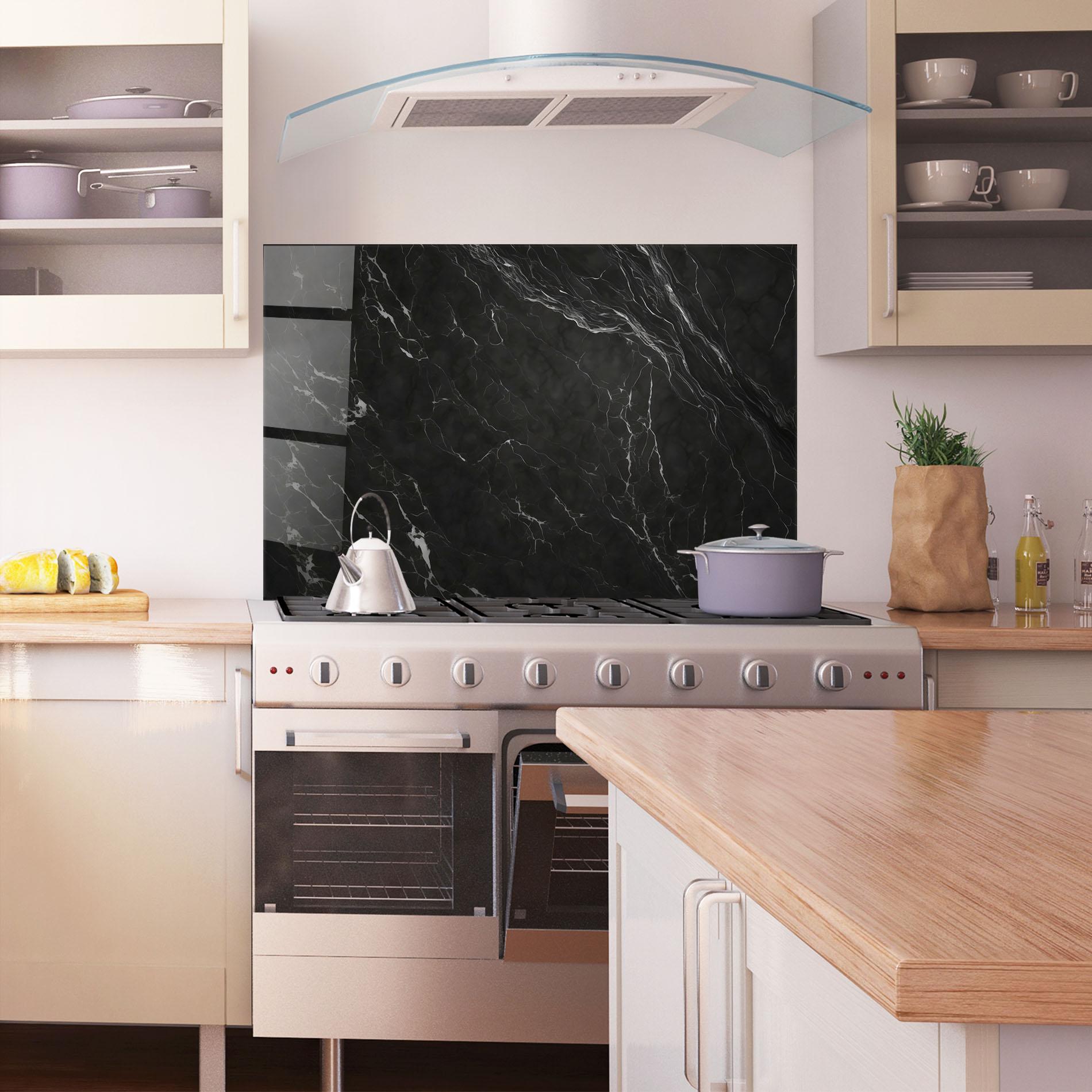 Panou Sticla Bucatarie Black Marble mockup 1