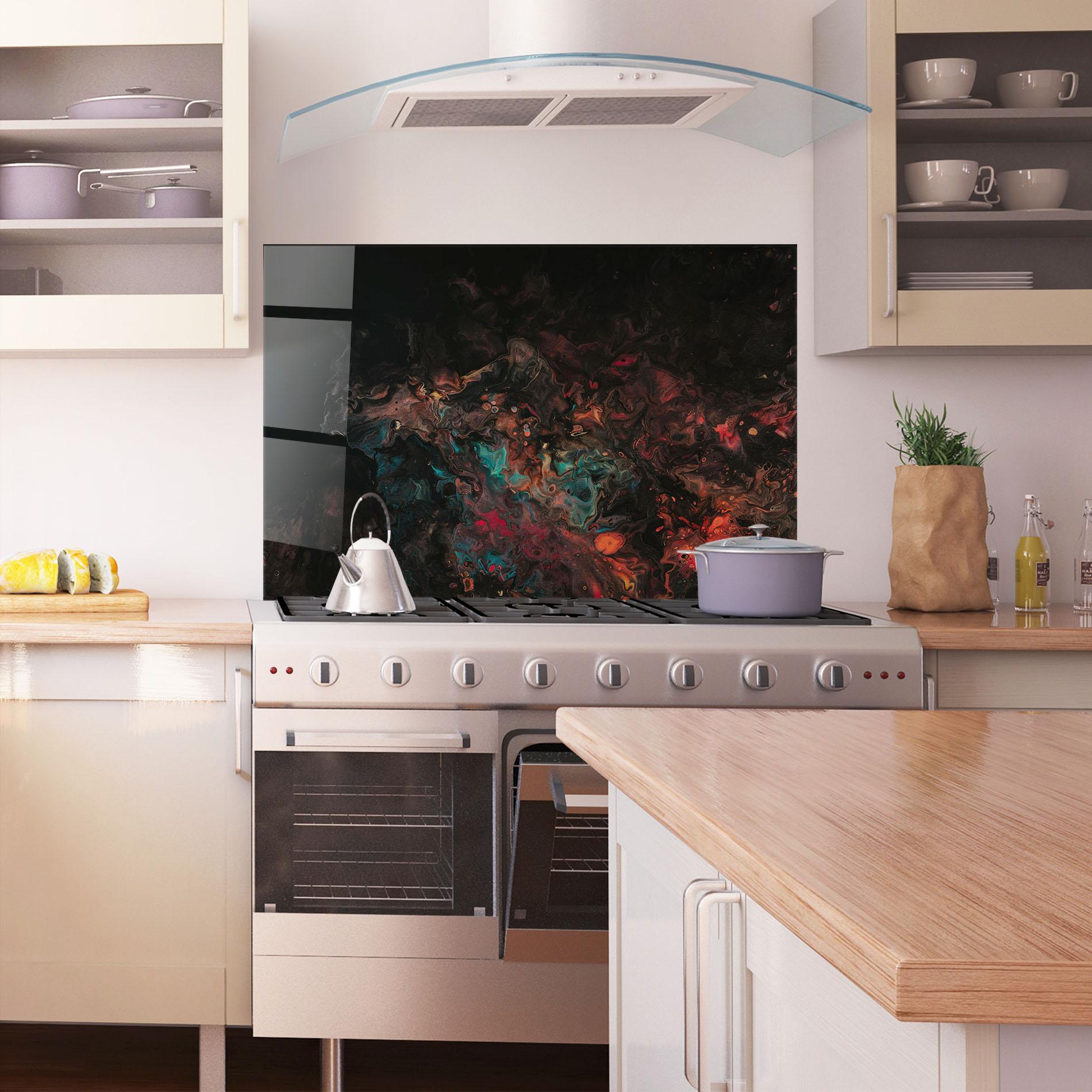 Panou Sticla Bucatarie Dark Abstract mockup 1