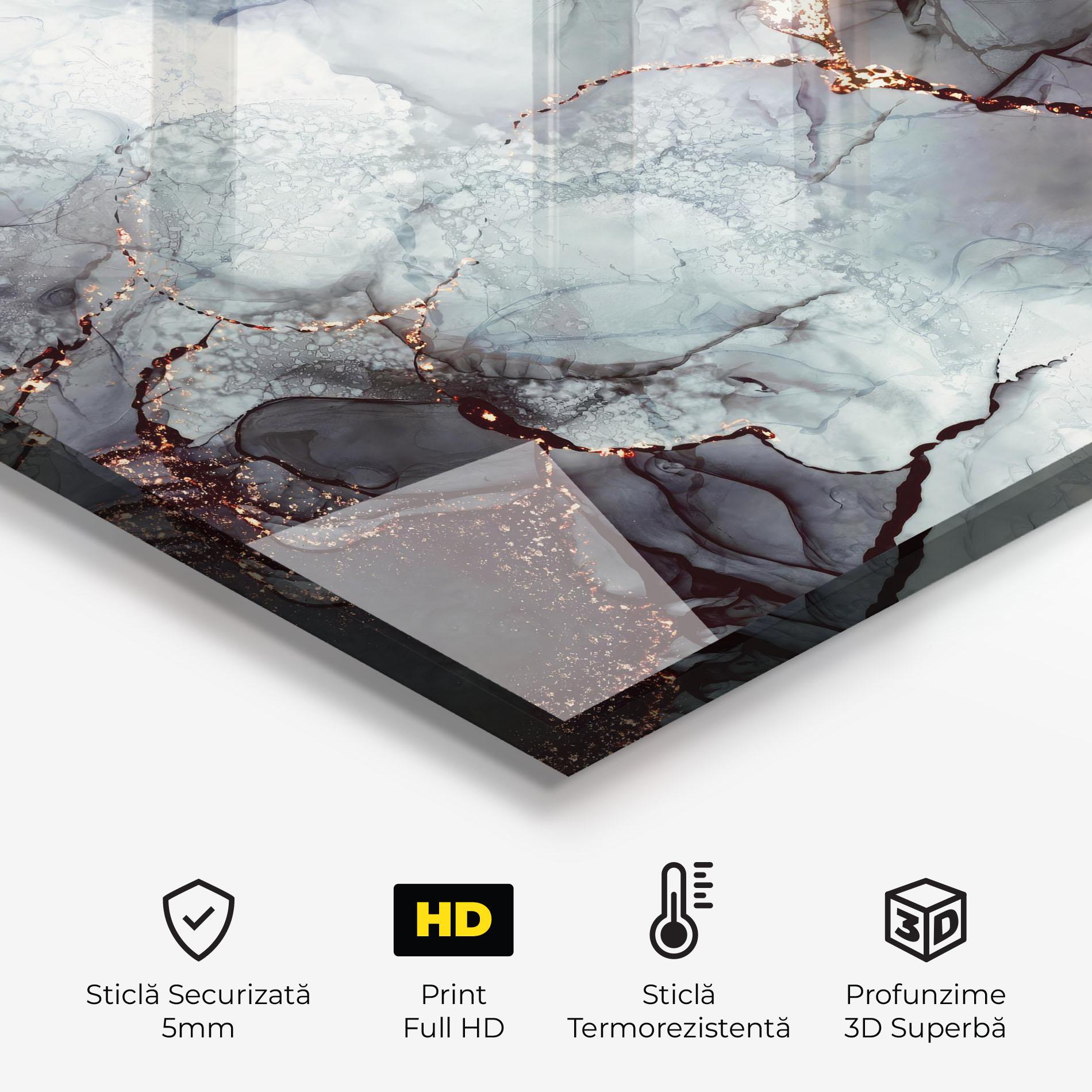 Panou Sticla Bucatarie Abstract Gold Path mockup 2