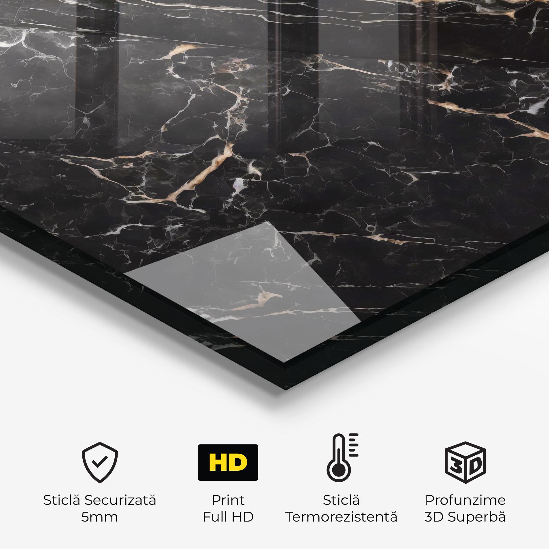 Panou Sticla Bucatarie Black Brown Marble mockup 2