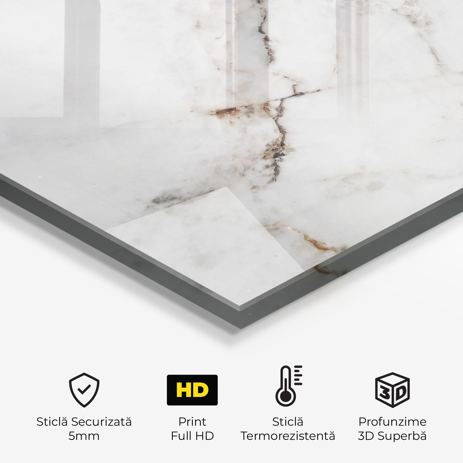 Panou Sticla Bucatarie Close Up White Marble mockup 2