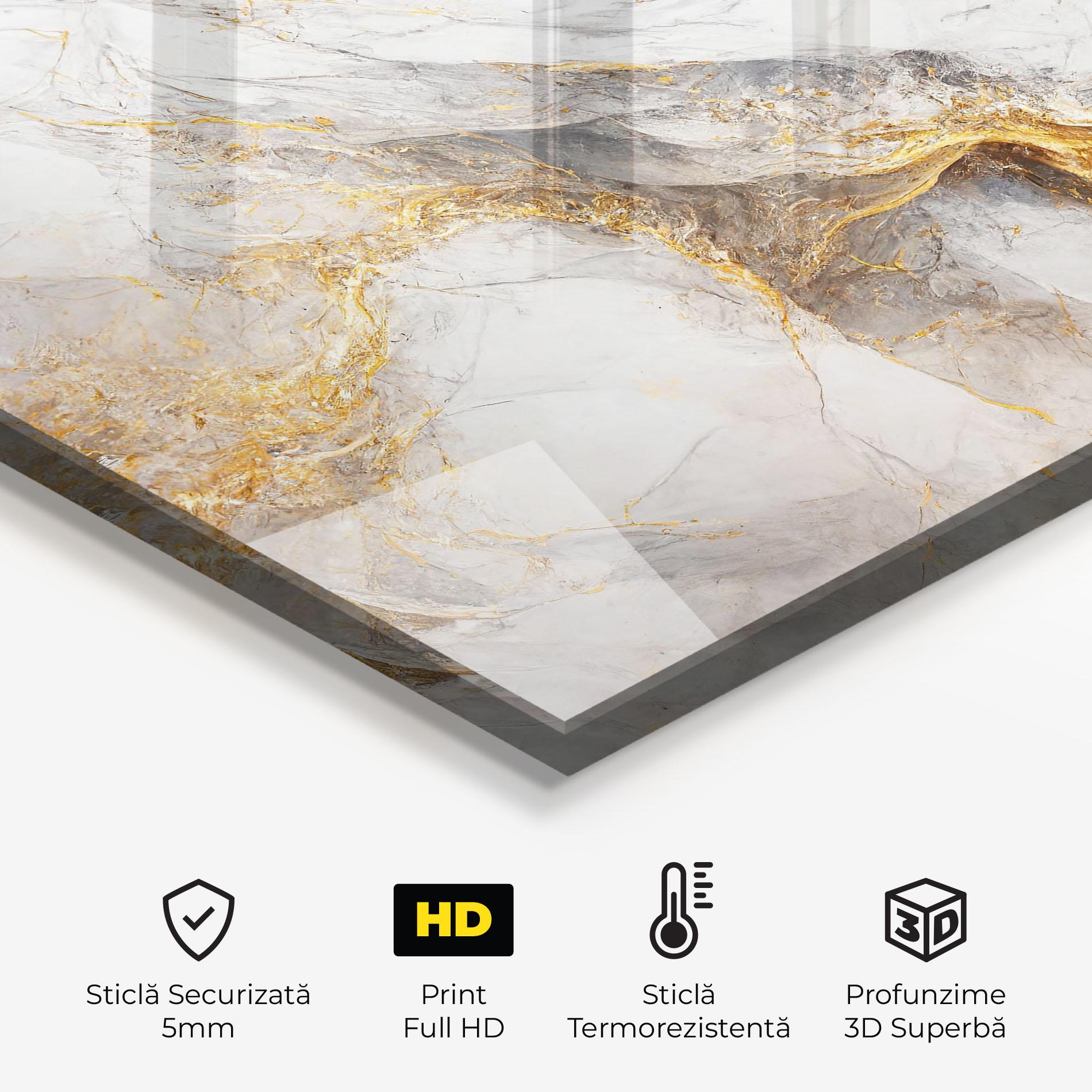 Panou Sticla Bucatarie Gold Liquid Grey Marble mockup 2