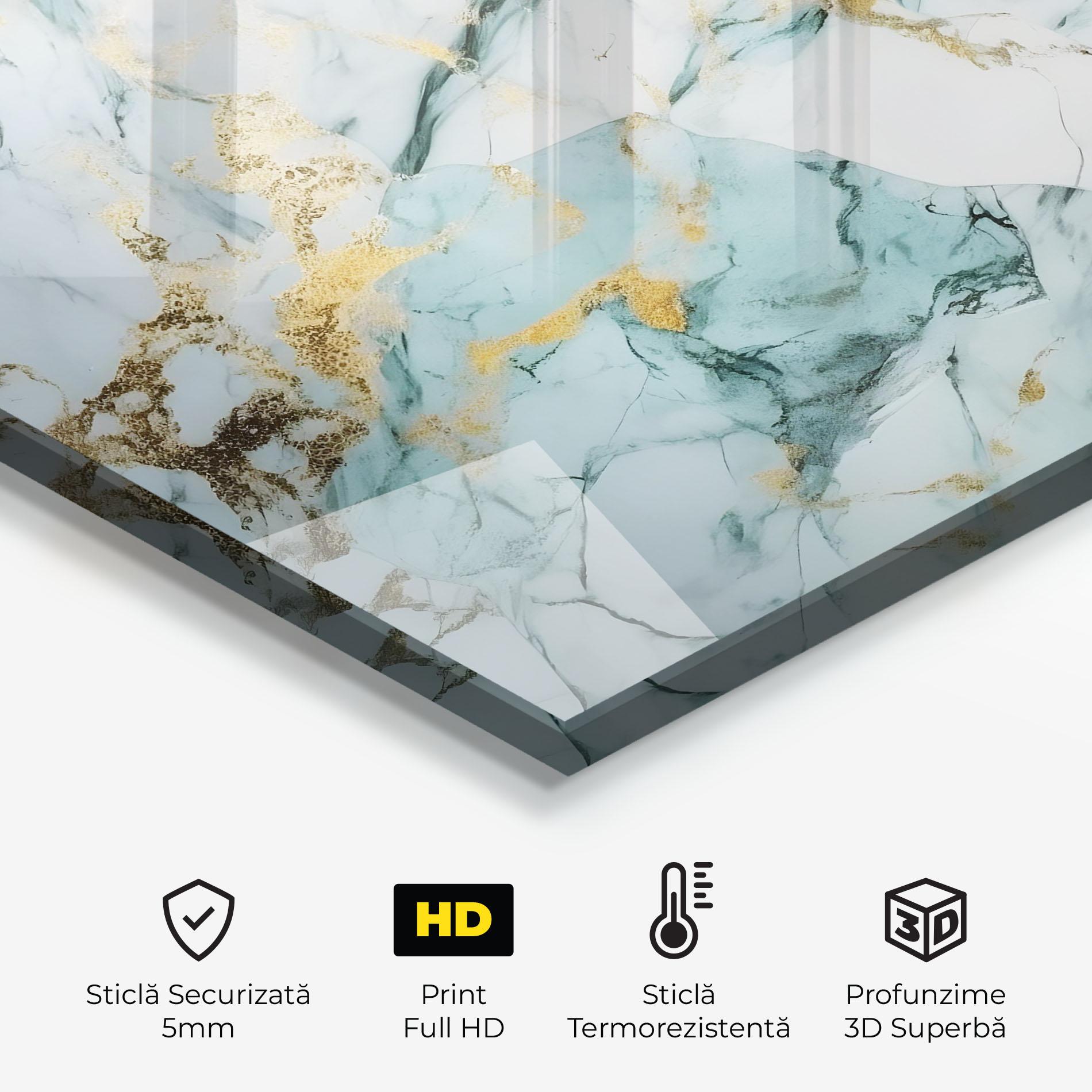 Panou Sticla Bucatarie Light Green Gold Line mockup 2