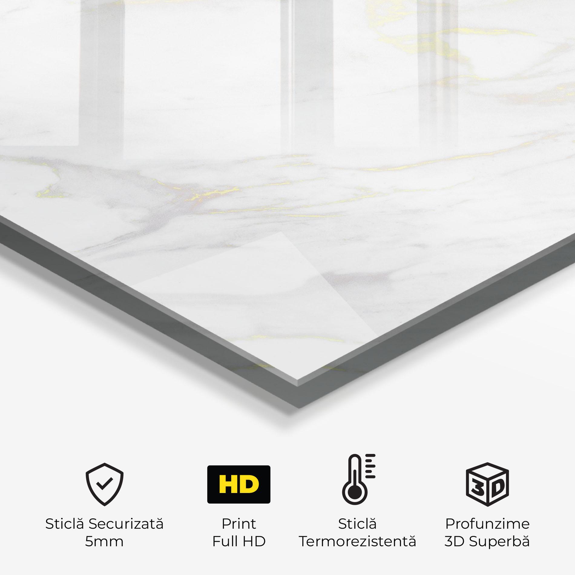 Panou Sticla Bucatarie White Gold Lines mockup 2