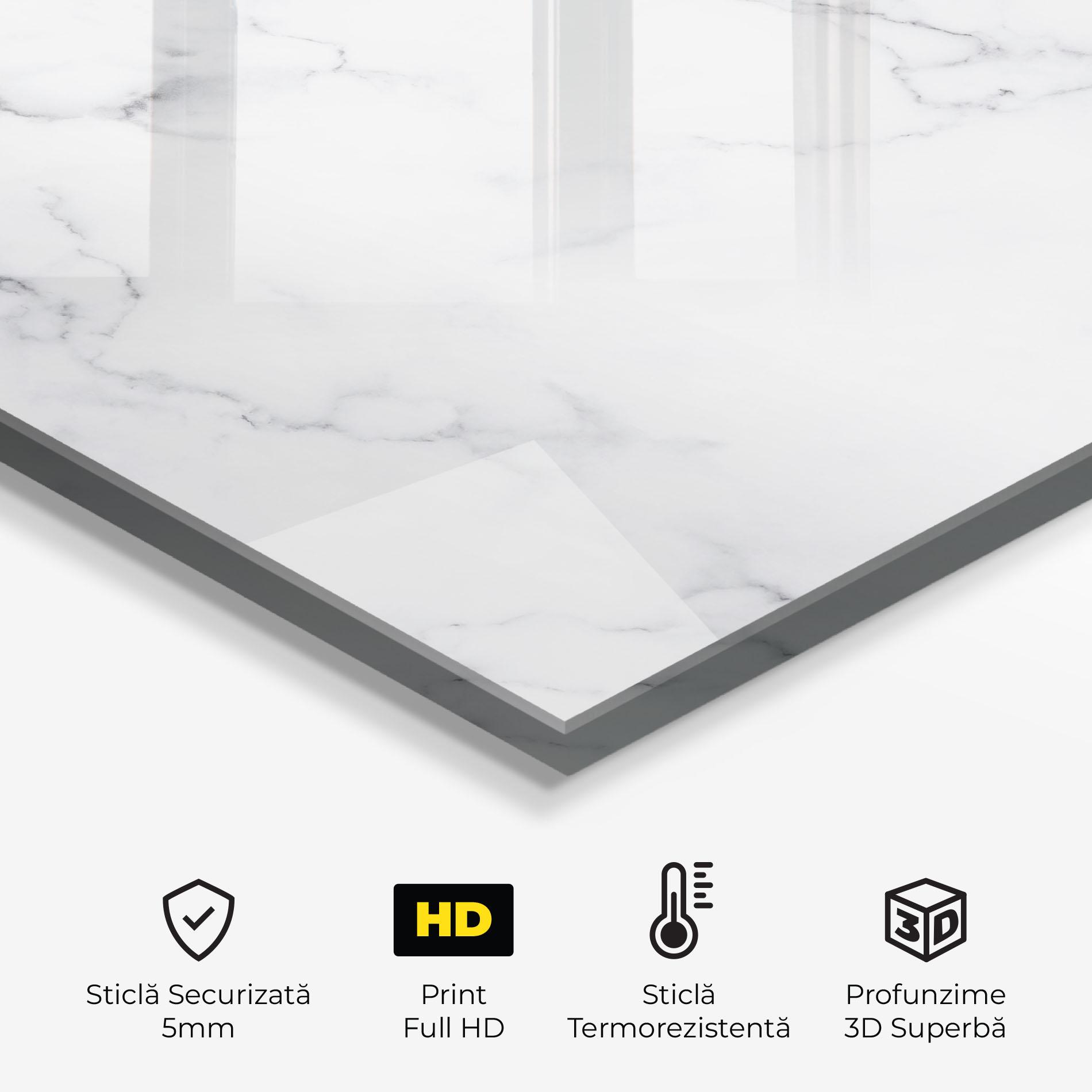 Panou Sticla Bucatarie White Marble Texture mockup 2