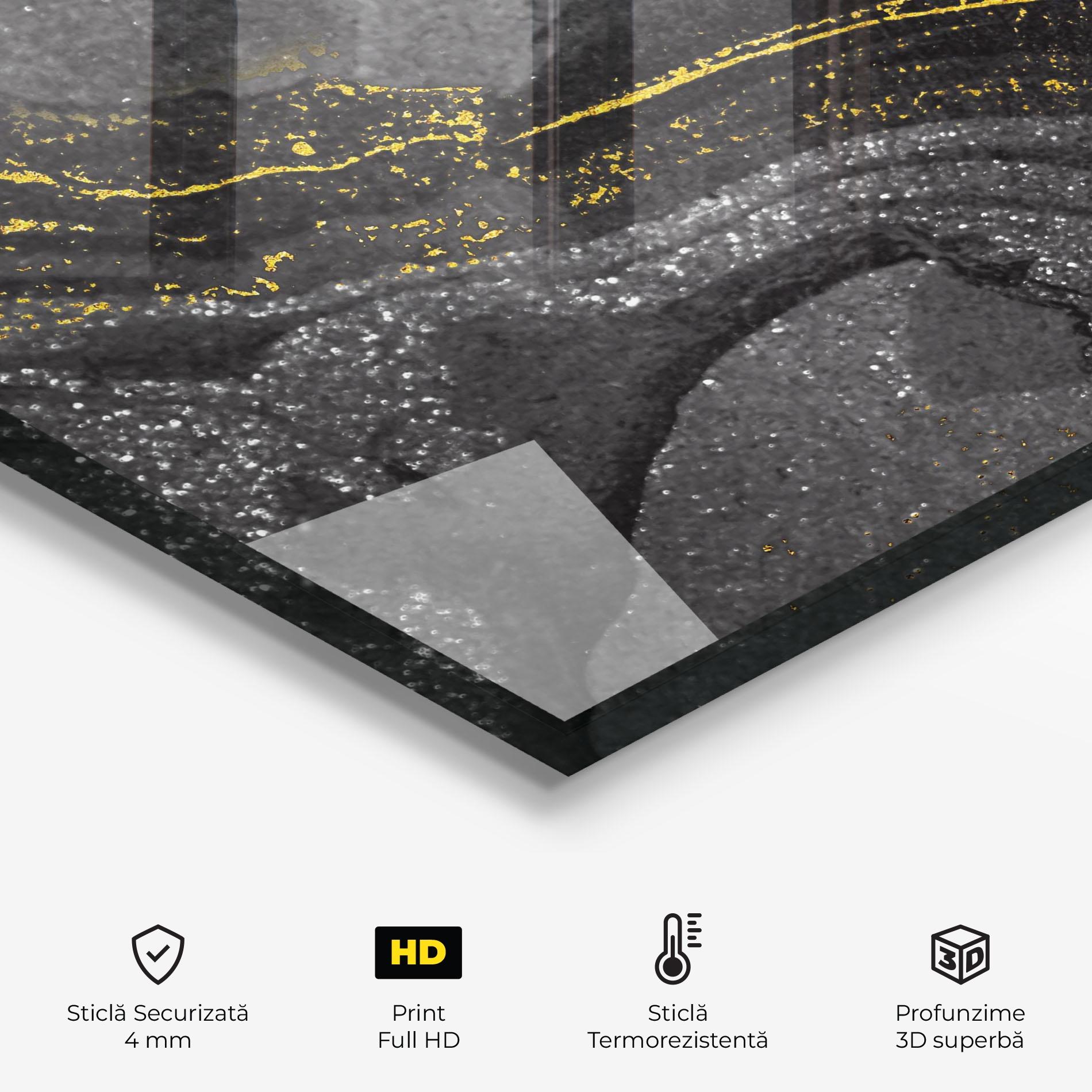 Panou Sticla Bucatarie Black And Gold Texture mockup 2