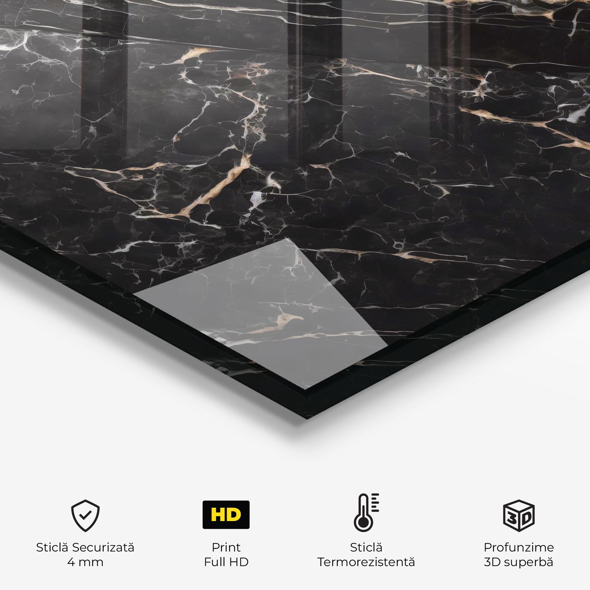 Panou Sticla Bucatarie Black Brown Marble mockup 2