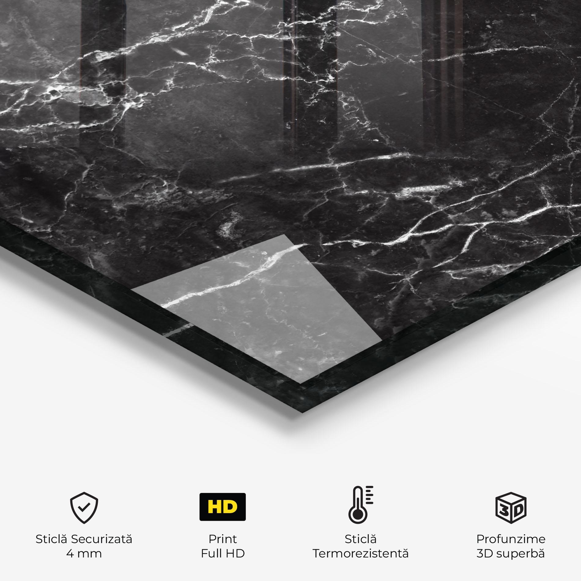 Panou Sticla Bucatarie Black White Marble mockup 2