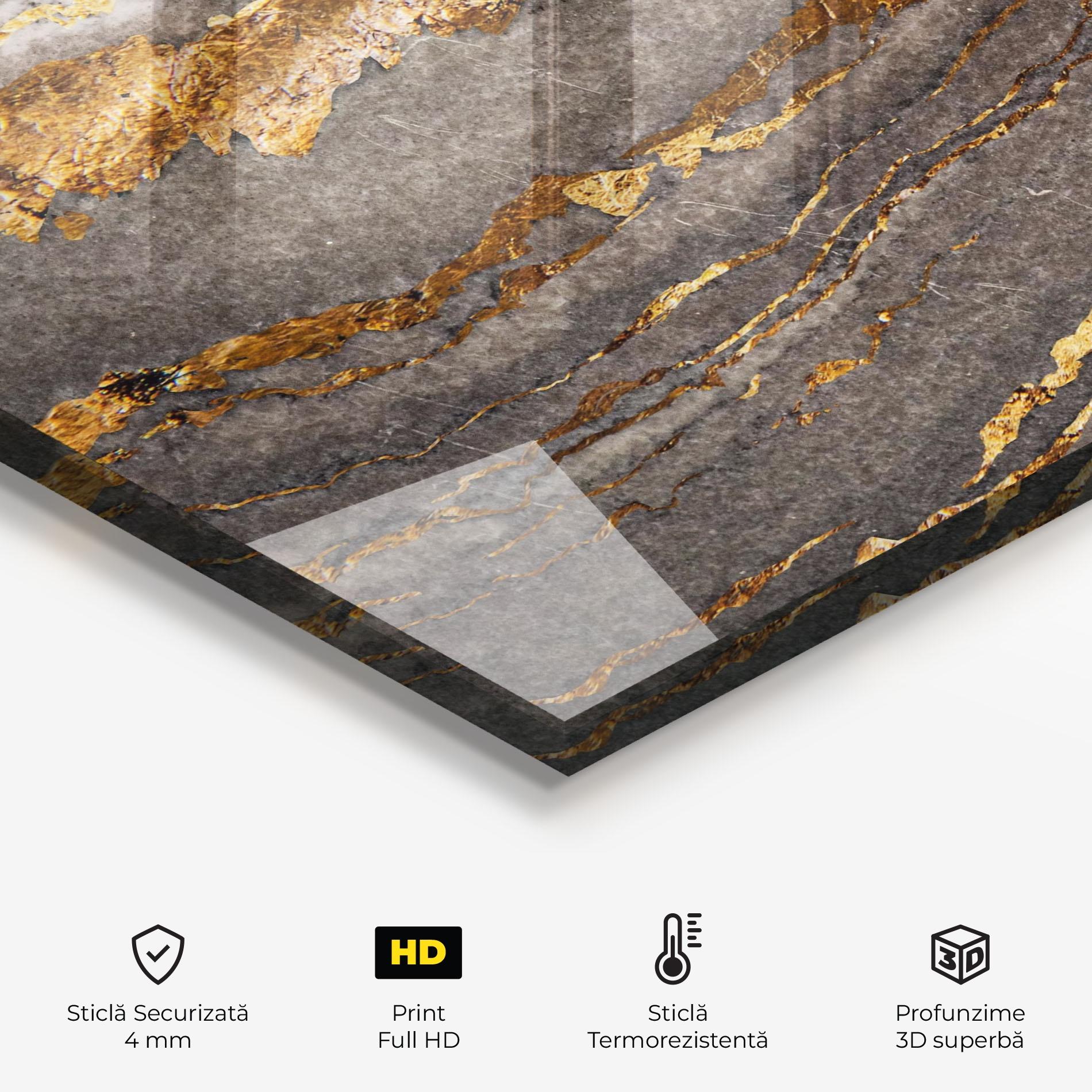 Panou Sticla Bucatarie Gold Paper Marble mockup 2