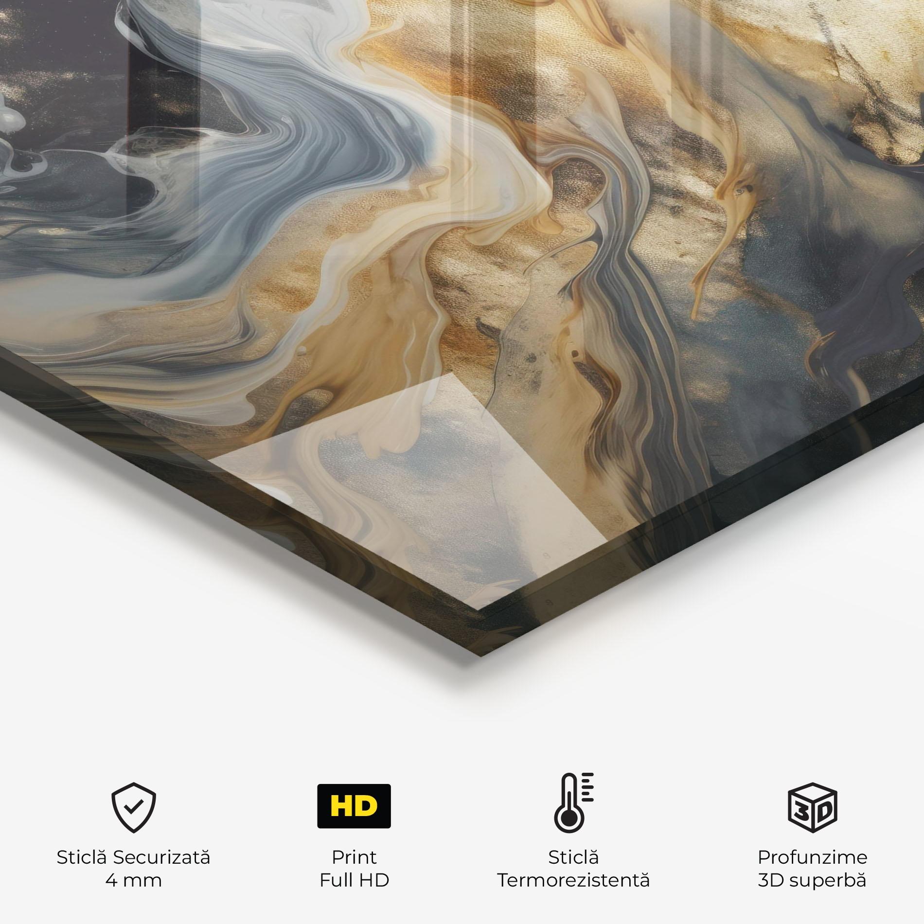 Panou Sticla Bucatarie Grey Gold Liquid Marble mockup 2