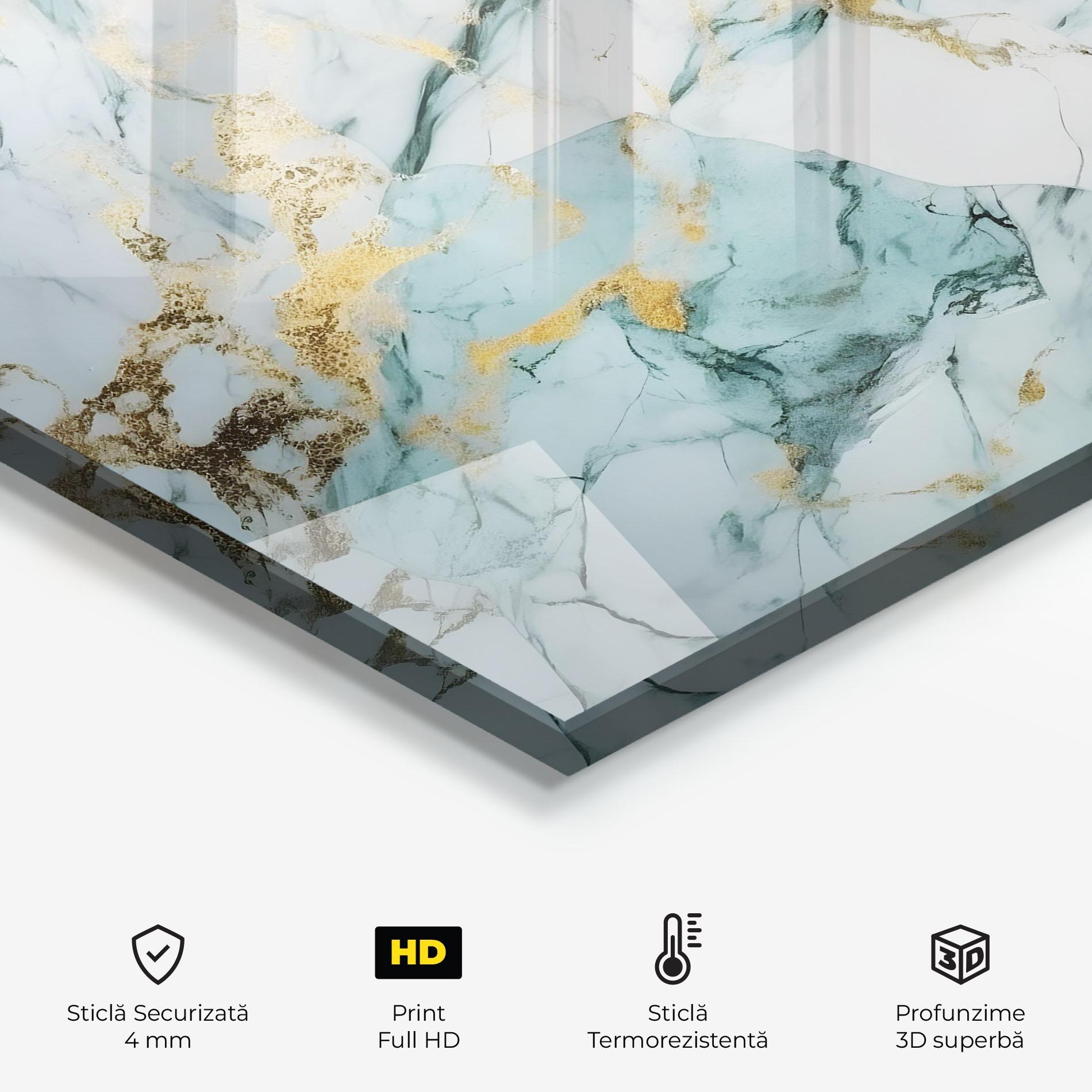 Panou Sticla Bucatarie Light Green Gold Line mockup 2