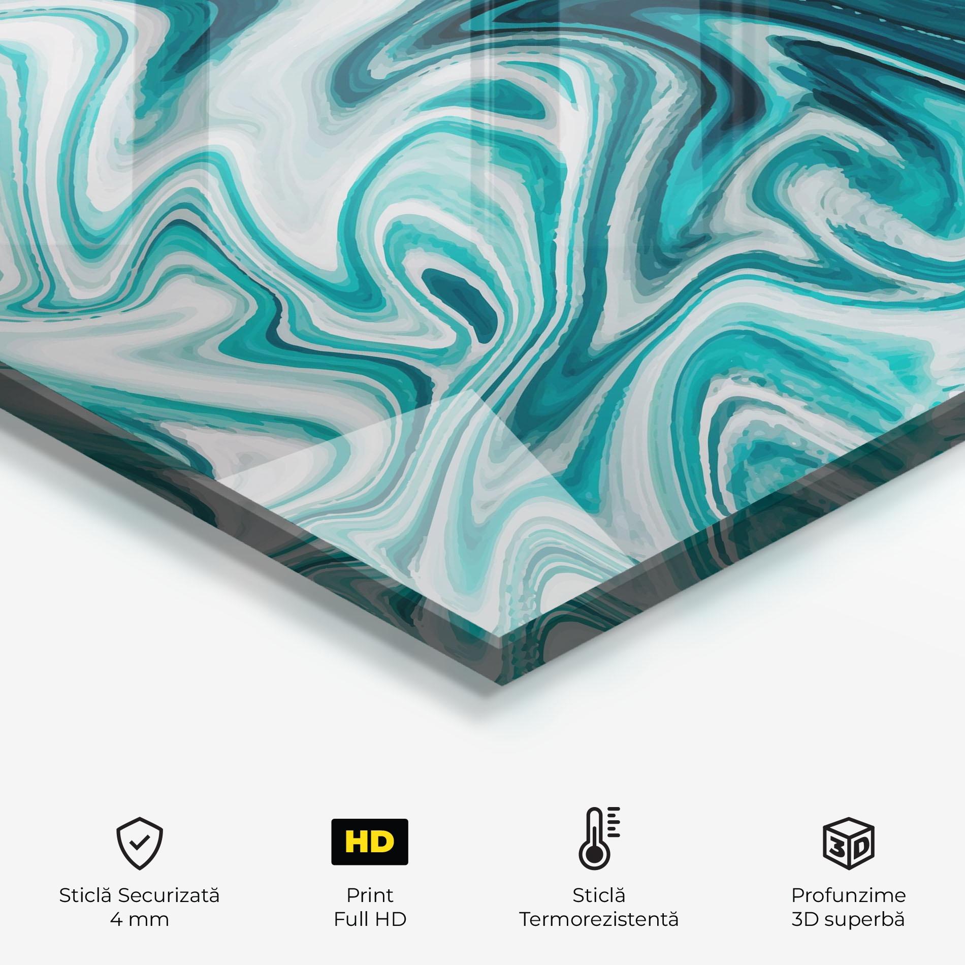 Panou Sticla Bucatarie White Blue Liquid Marble mockup 2