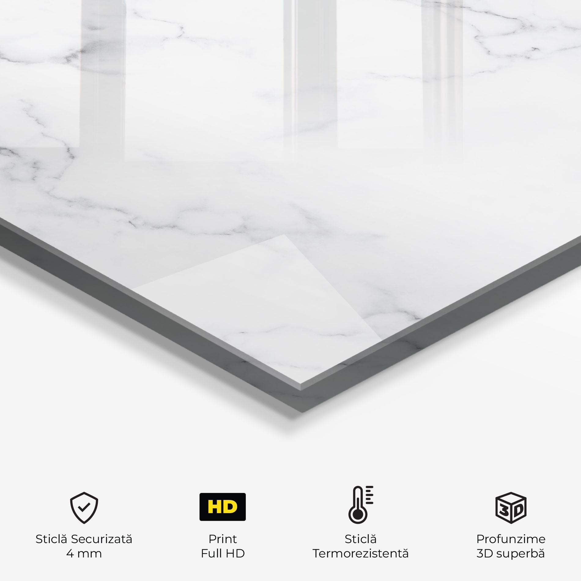 Panou Sticla Bucatarie White Marble Texture mockup 2