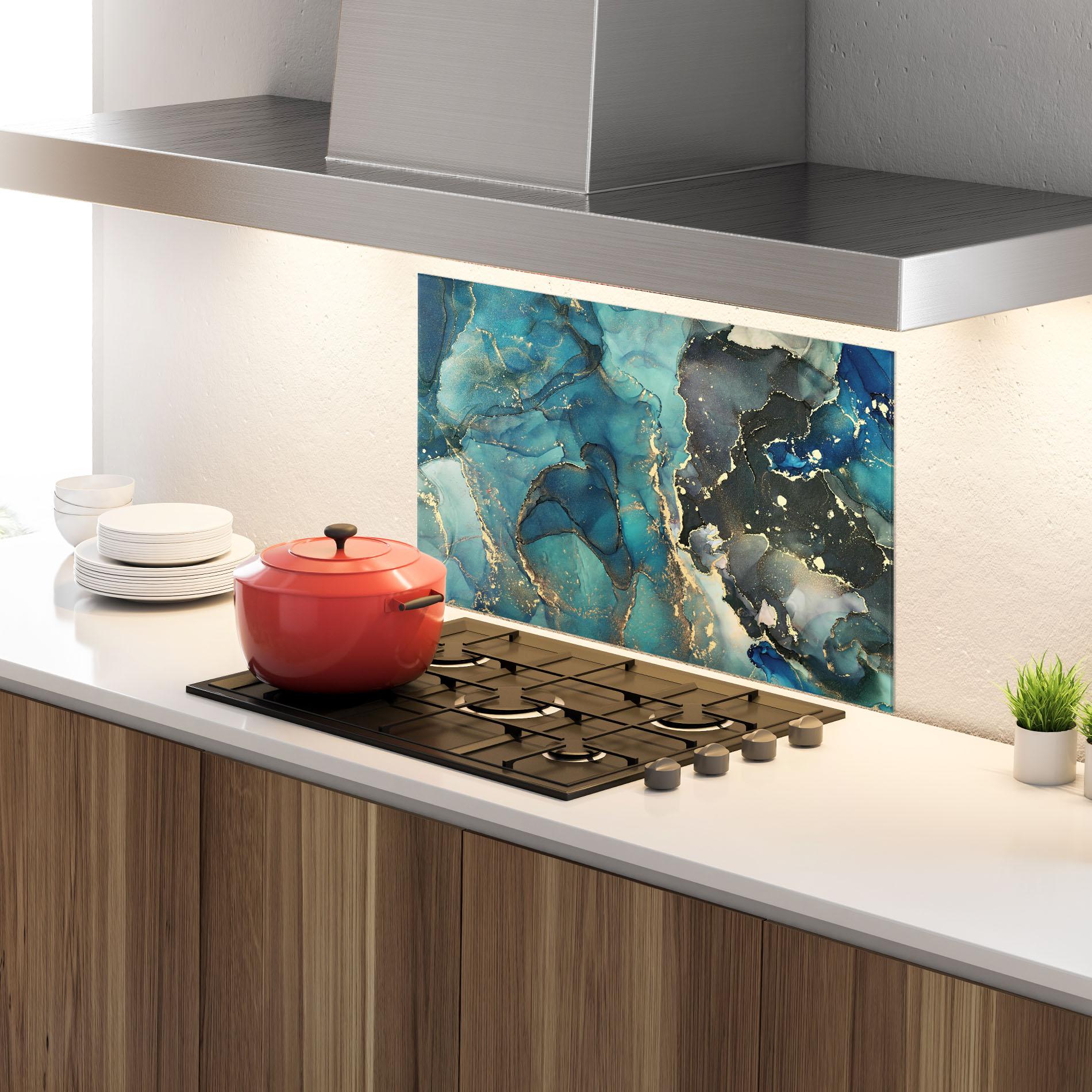 Panou Sticla Bucatarie Blue Marble mockup 4