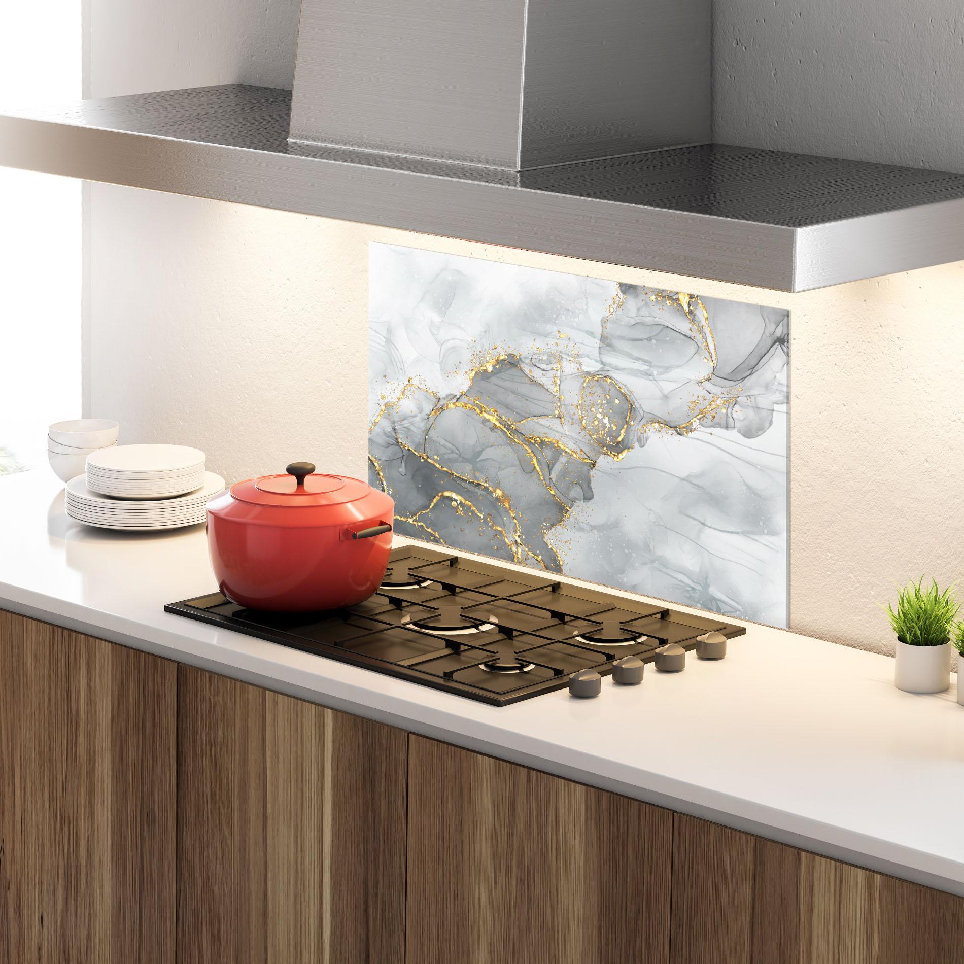 Panou Sticla Bucatarie White Ink Marble mockup 4