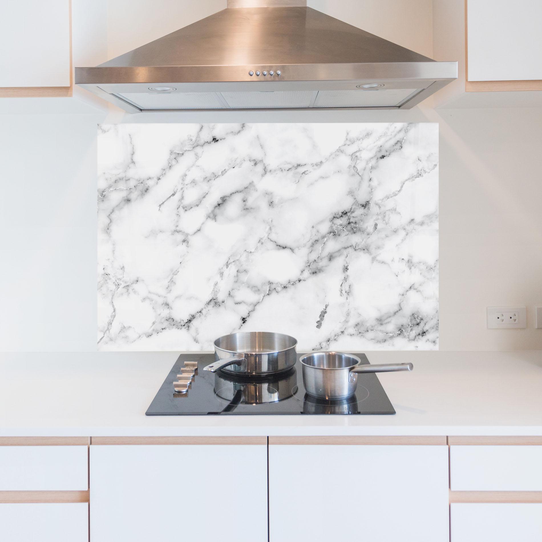 Panou Sticla Bucatarie Basic White Marble mockup 5
