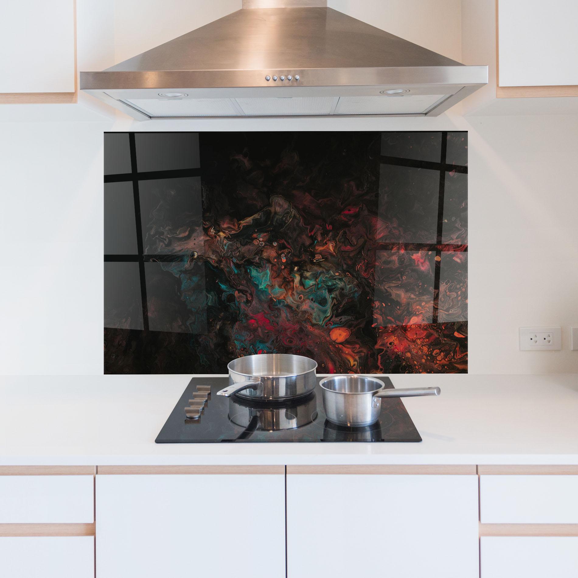 Panou Sticla Bucatarie Dark Abstract mockup 5