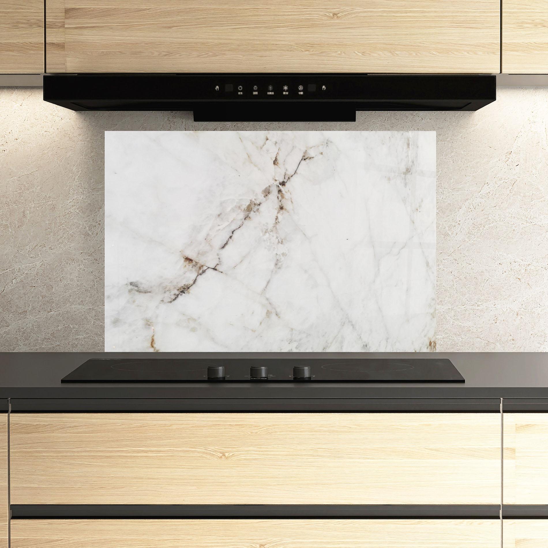 Panou Sticla Bucatarie Close Up White Marble mockup 3