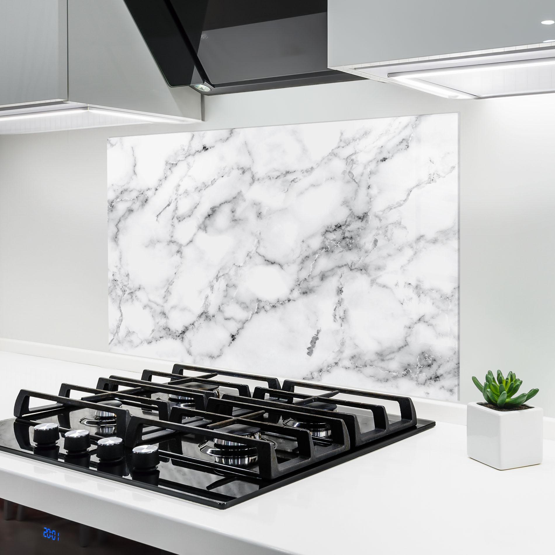 Panou Sticla Bucatarie Basic White Marble mockup 6