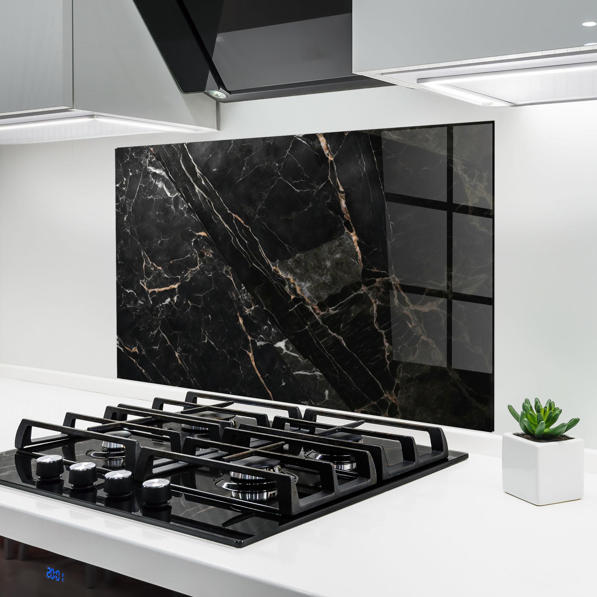 Panou Sticla Bucatarie Black Brown Marble mockup 6