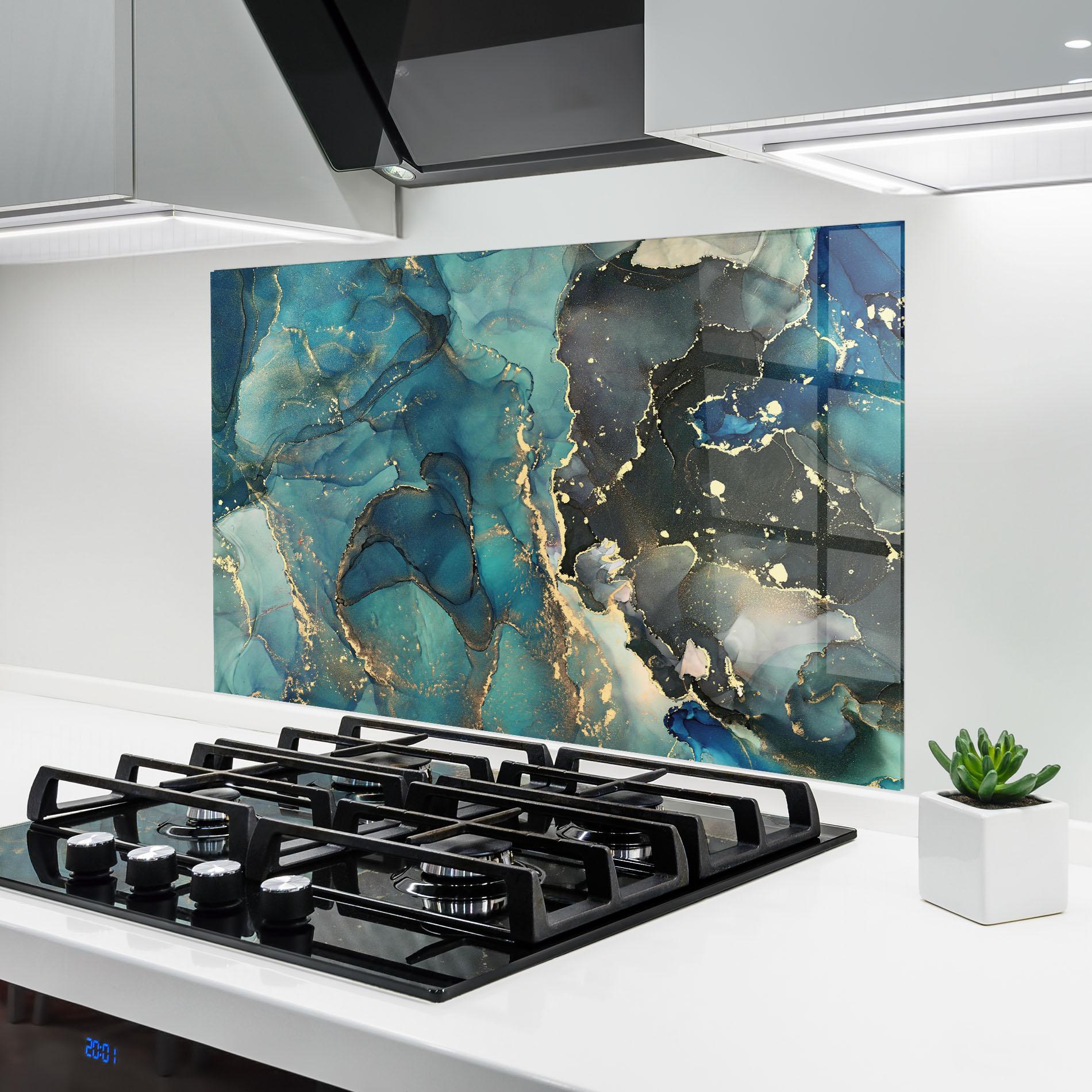 Panou Sticla Bucatarie Blue Marble mockup 6