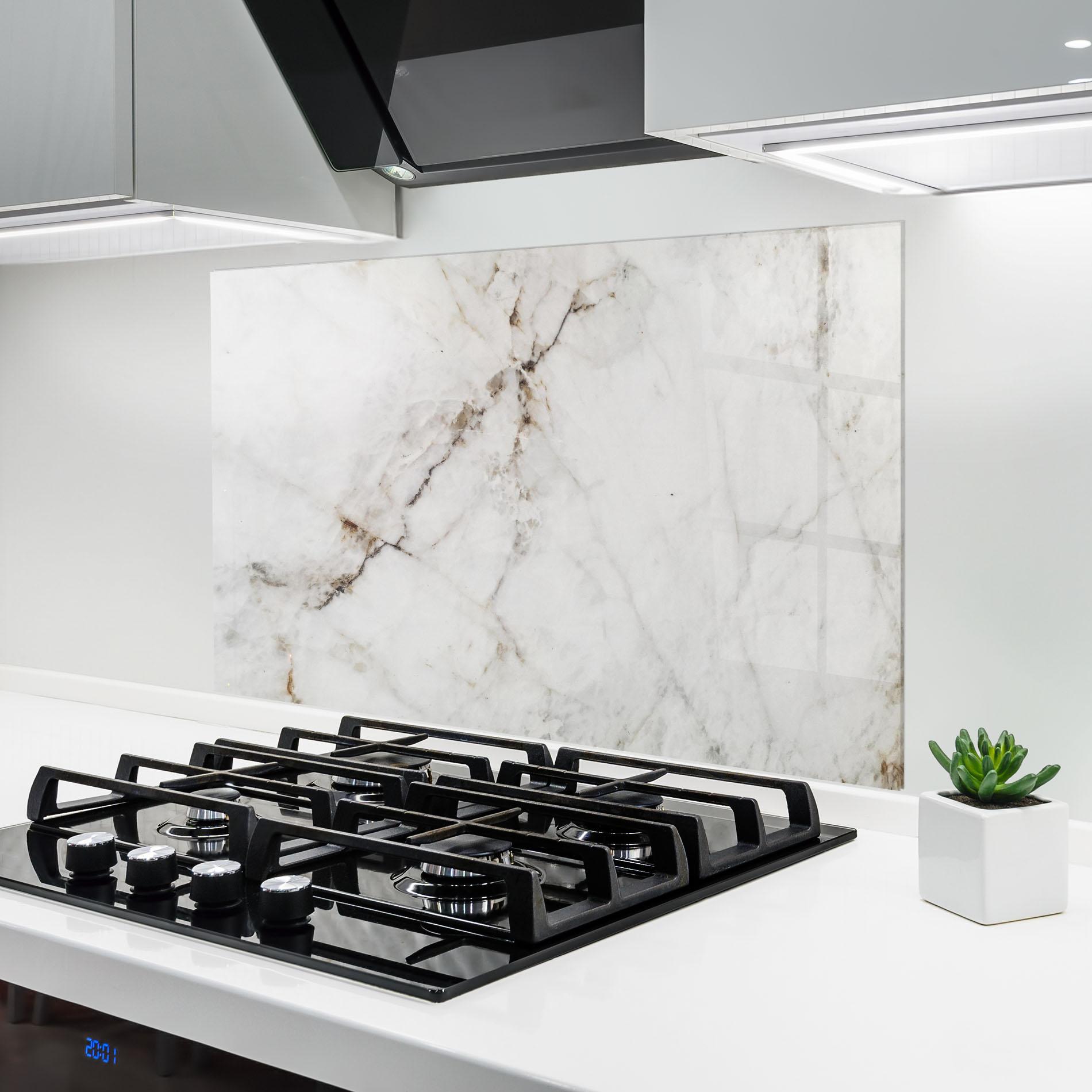 Panou Sticla Bucatarie Close Up White Marble mockup 6