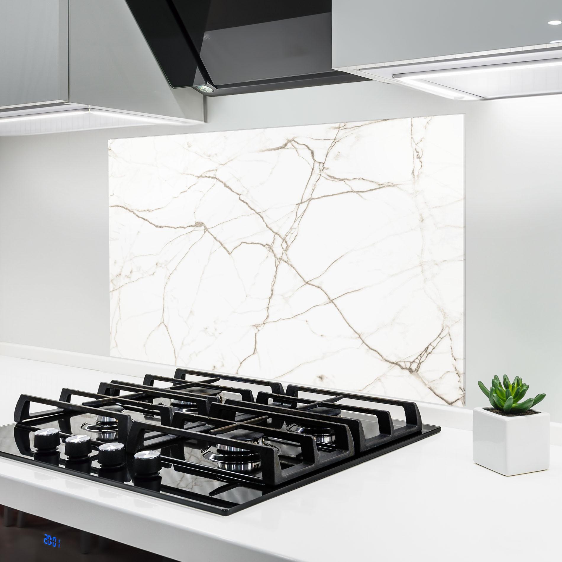 Panou Sticla Bucatarie White Brown Lines Marble mockup 6