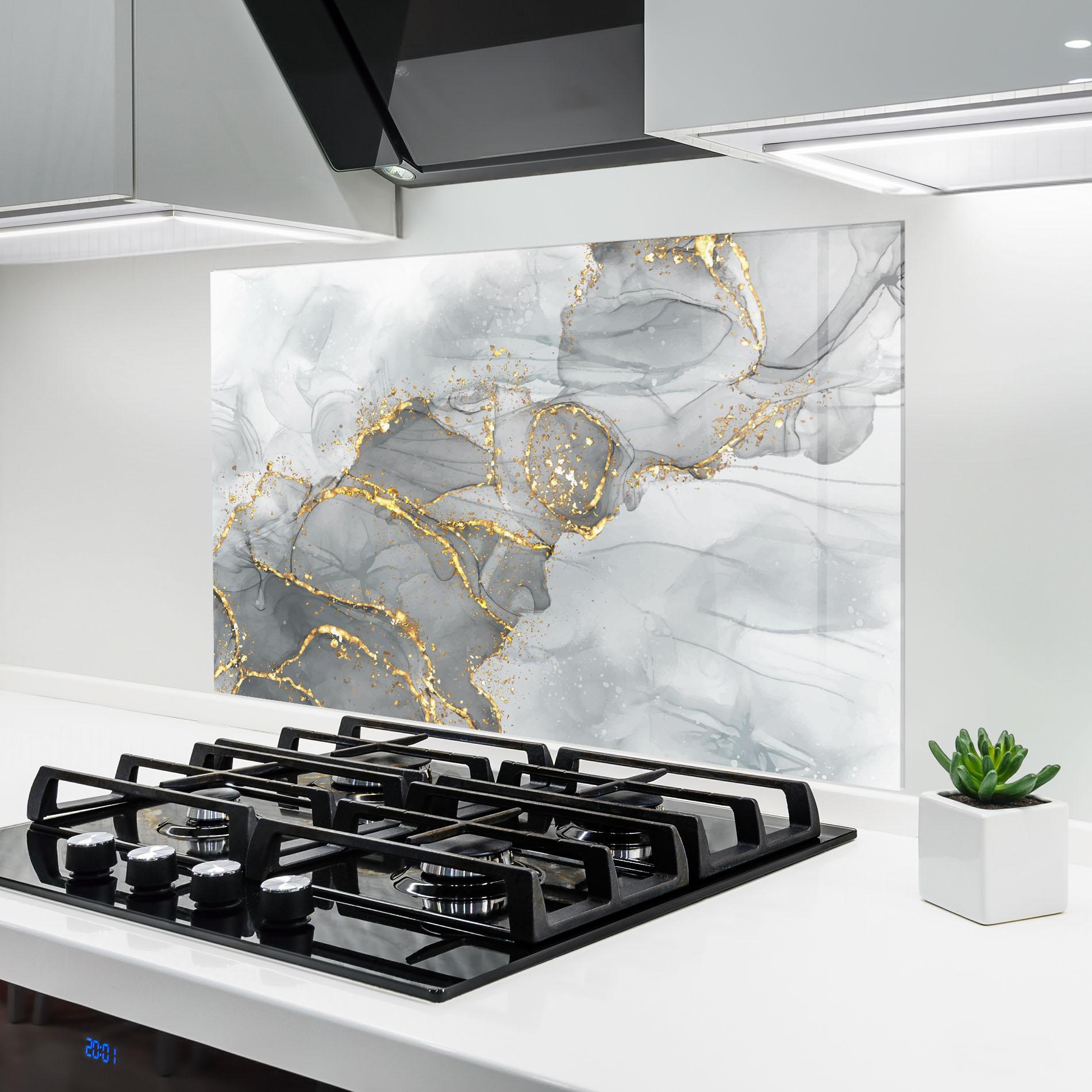 Panou Sticla Bucatarie White Ink Marble mockup 6